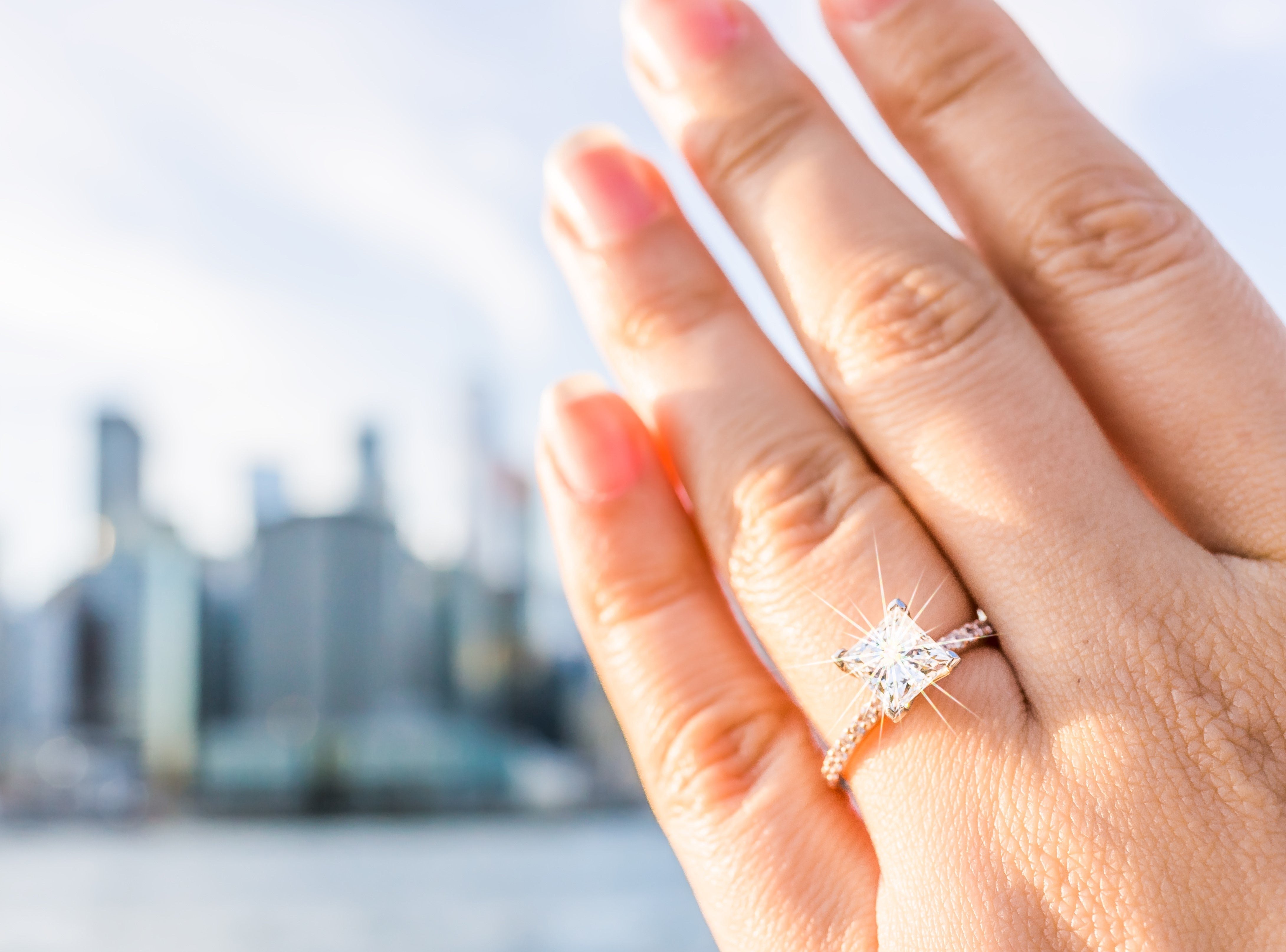 Lab Grown Diamond Engagement Ring worn by a woman