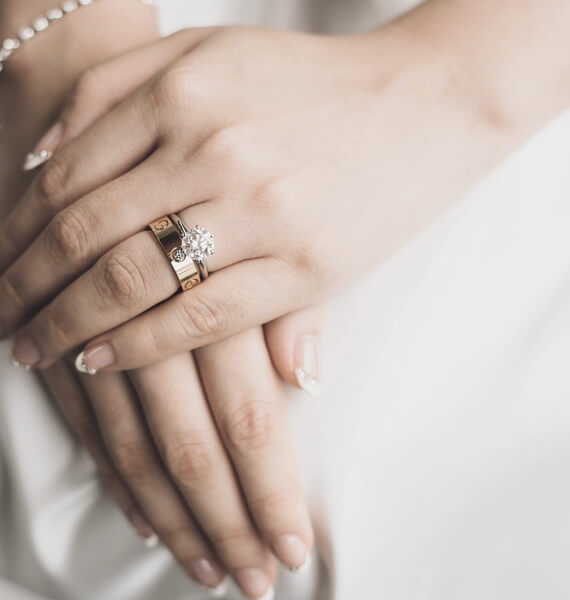 Bride Wearing Lab Grown Diamond Jewelry