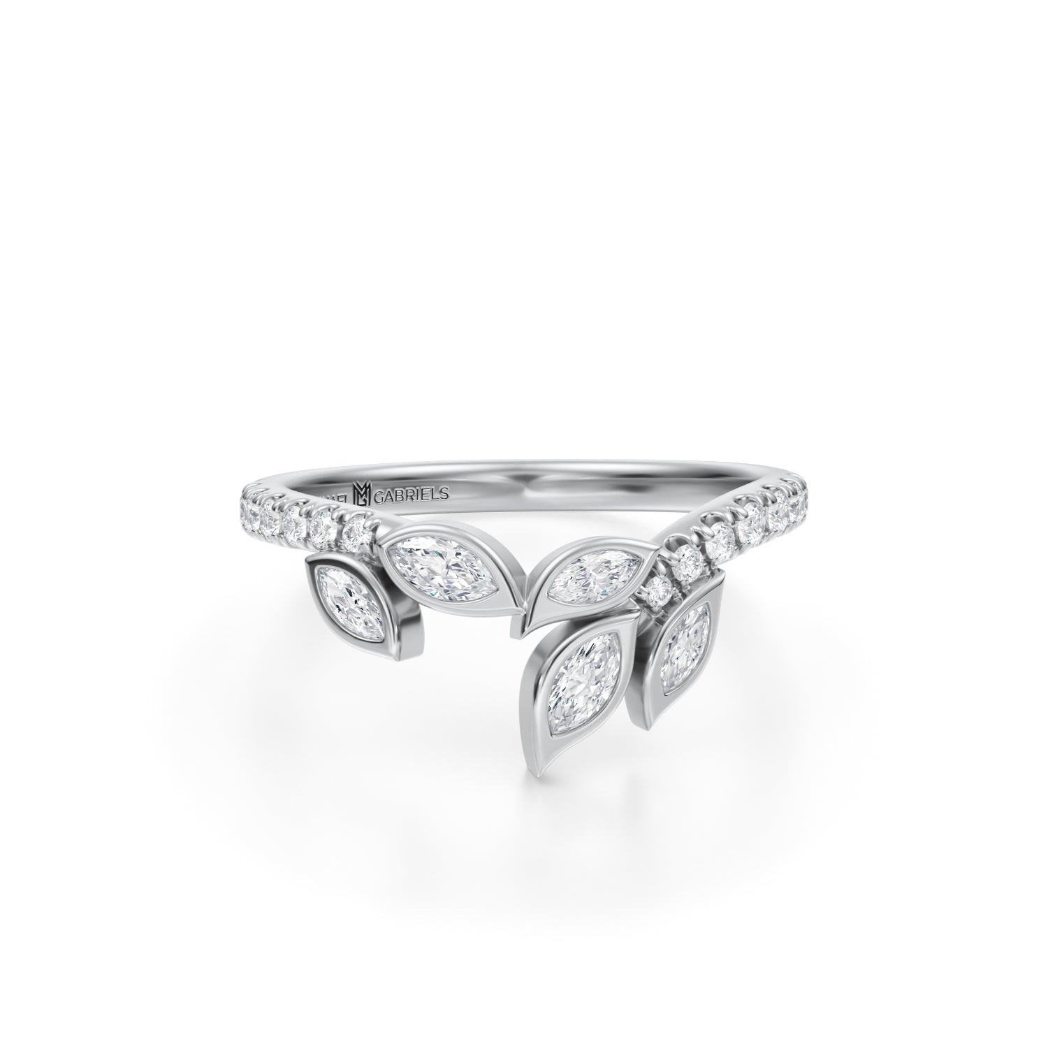 GILDED Lab Grown Diamond Sterling Silver Bypass Band Ring - 1/10 Ct.T.W. Stackable Fashion Ring