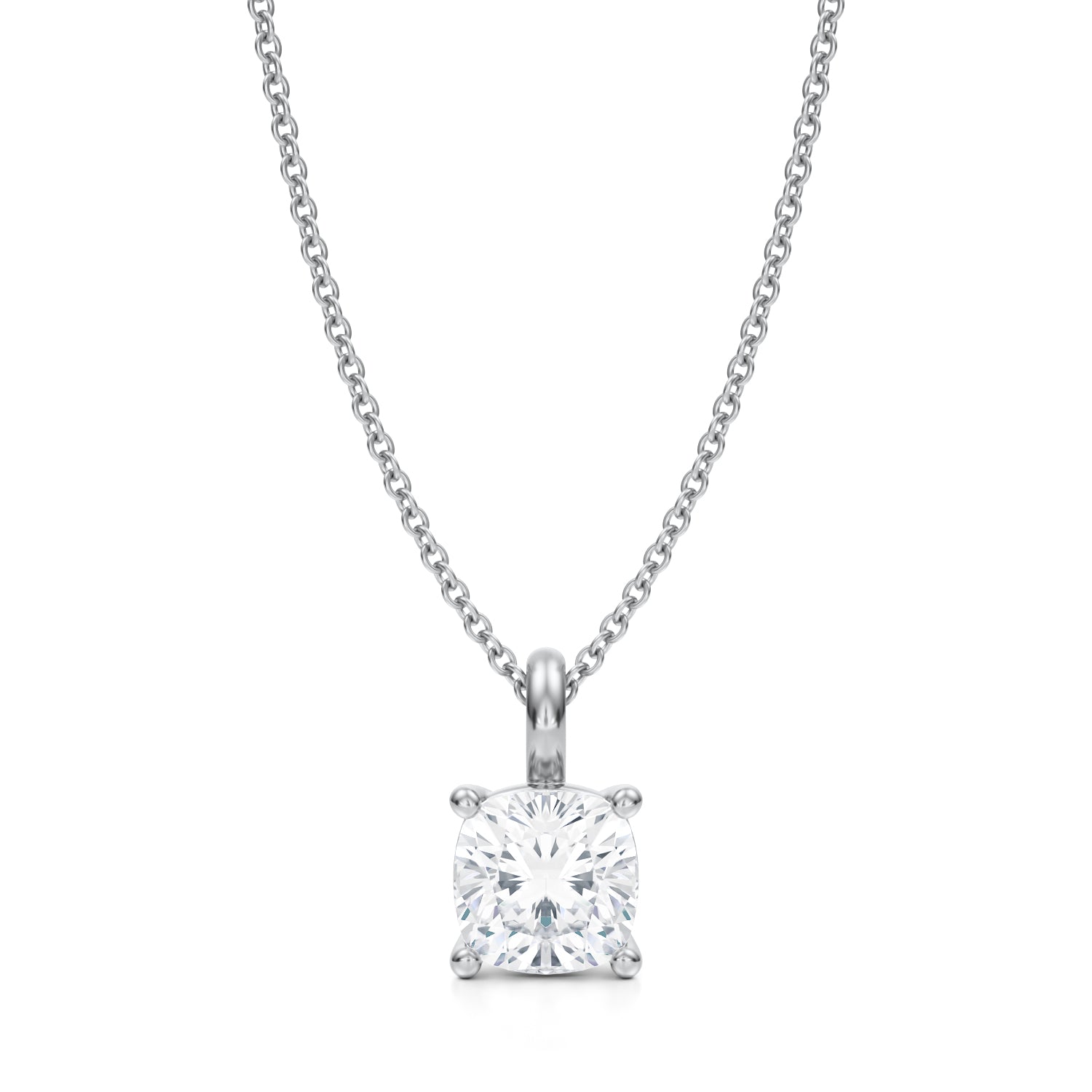 1 1/2 Carat Cushion Lab Grown Diamond Solitaire Pendant - Michael Gabriels