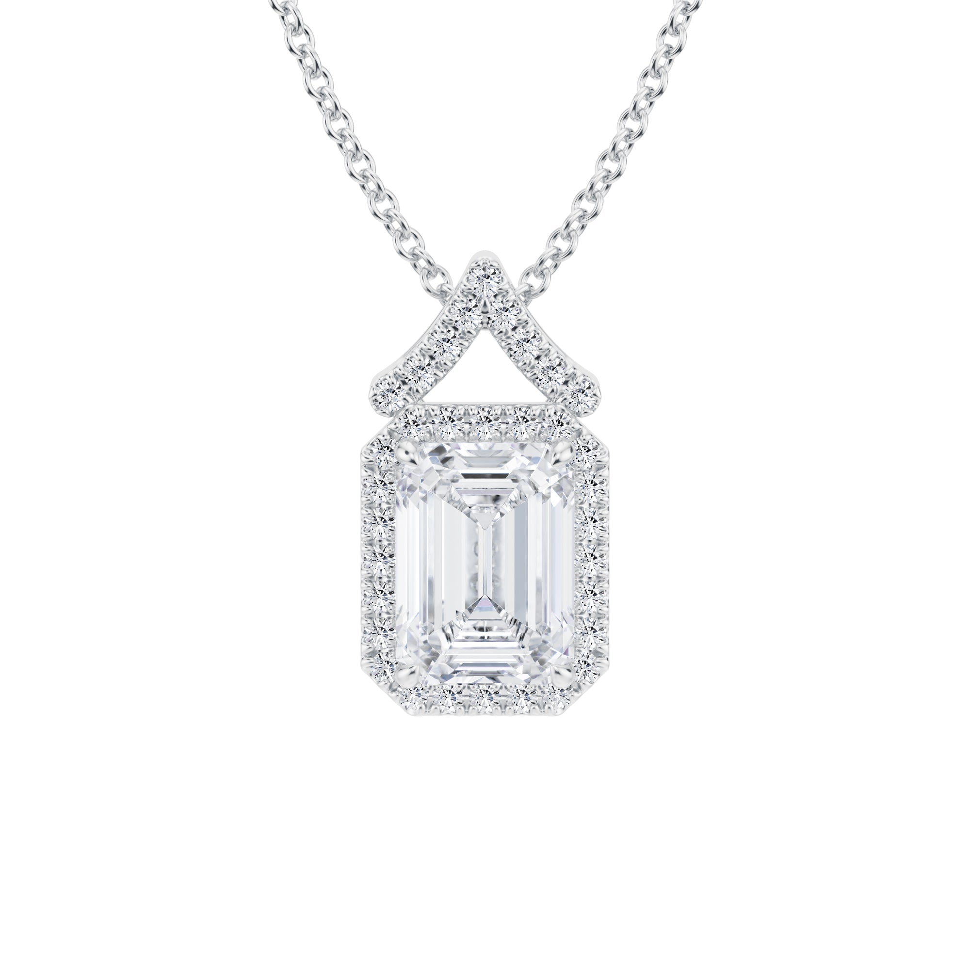 1 1/2 Carat Emerald Halo Pendants - Michael Gabriels