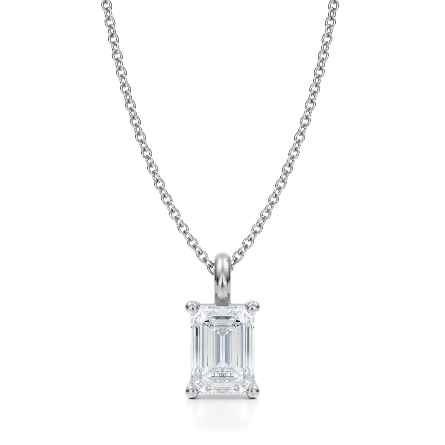 1 1/2 Carat Emerald Lab Grown Diamond Solitaire Pendant - Michael Gabriels