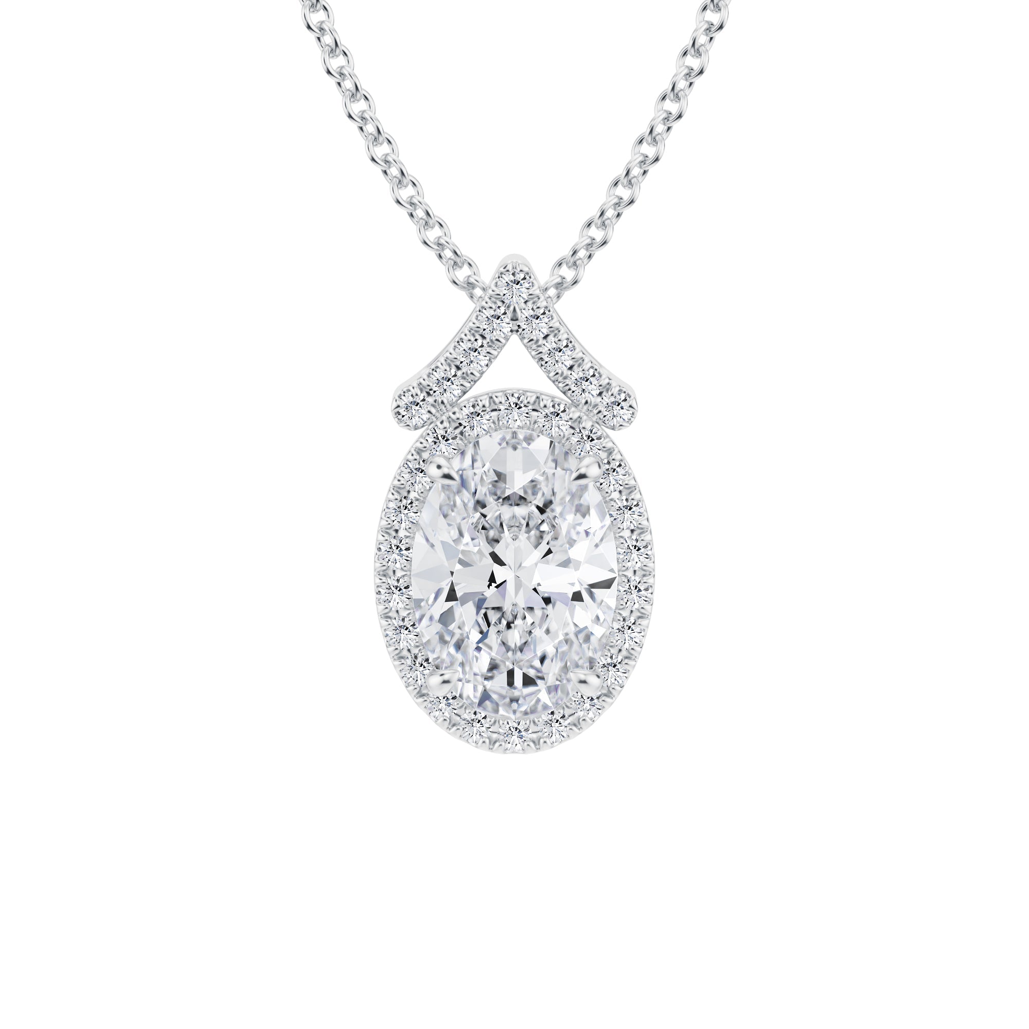 1 1/2 Carat Oval Halo Pendants - Michael Gabriels