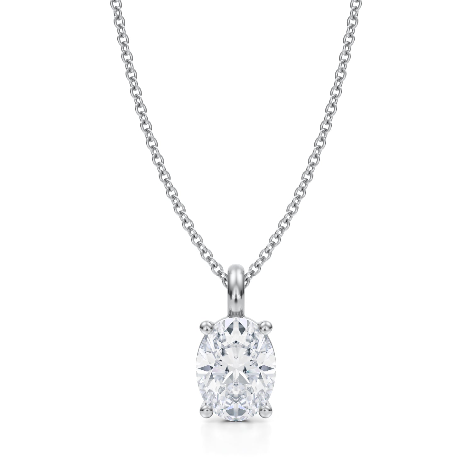 1 1/2 Carat Oval Lab Grown Diamond Solitaire Pendant - Michael Gabriels
