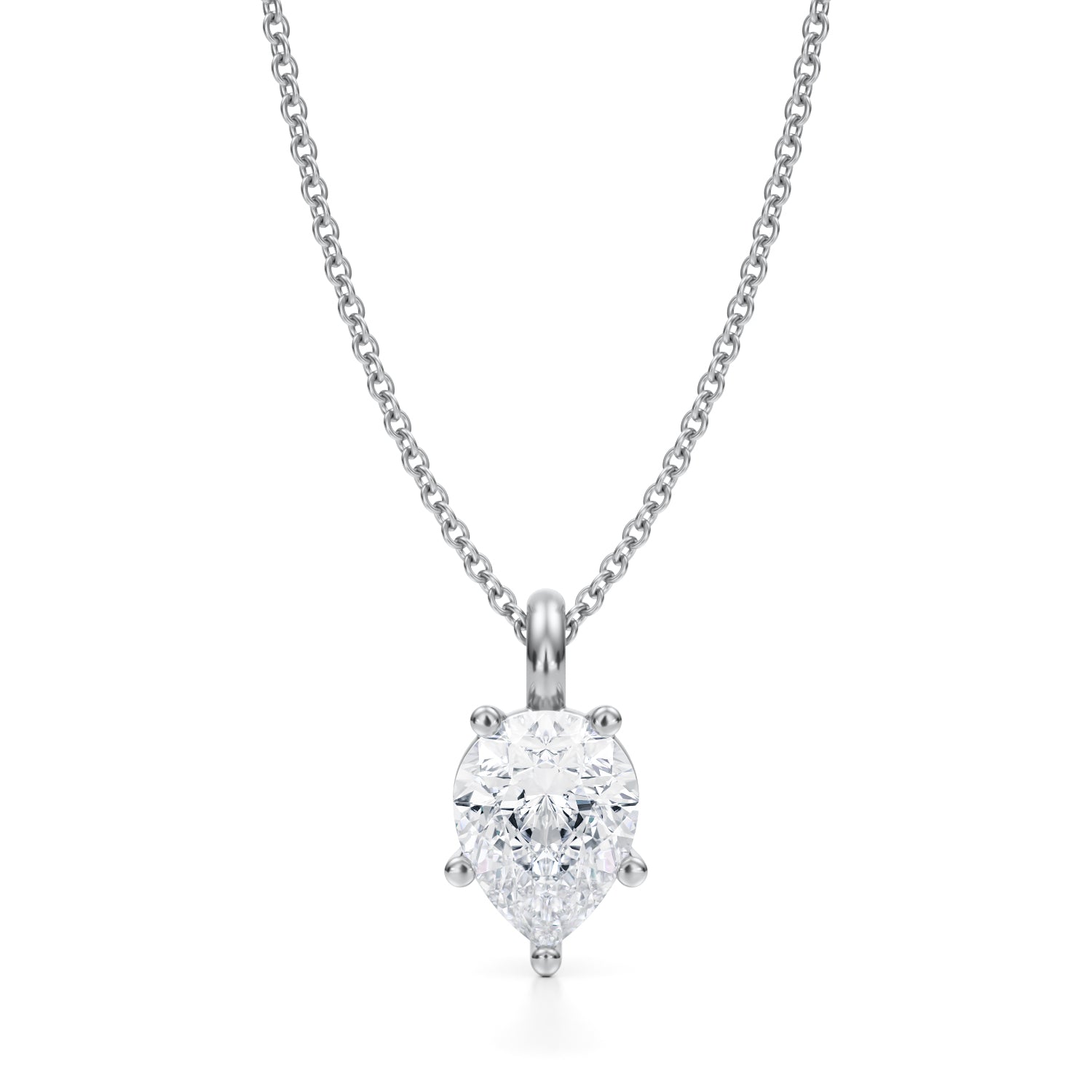 1 1/2 Carat Pear Lab Grown Diamond Solitaire Pendant - Michael Gabriels