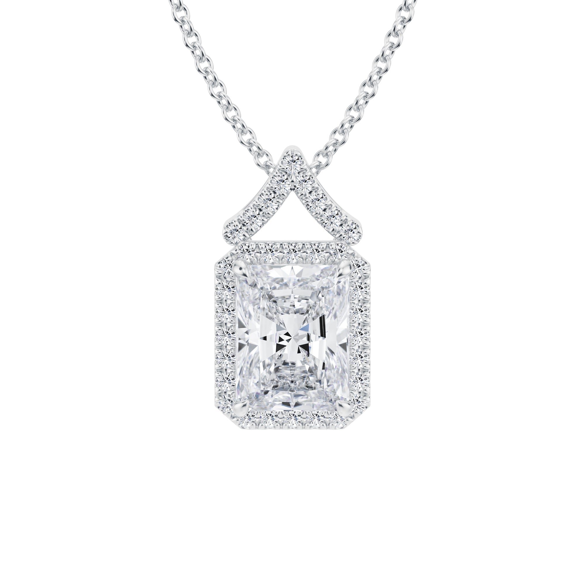 1 1/2 Carat Radiant Halo Pendants - Michael Gabriels