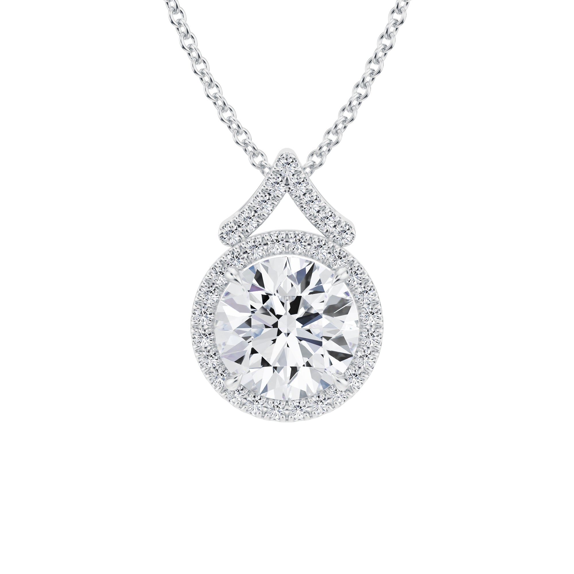 1 1/2 Carat Round Halo Pendants - Michael Gabriels