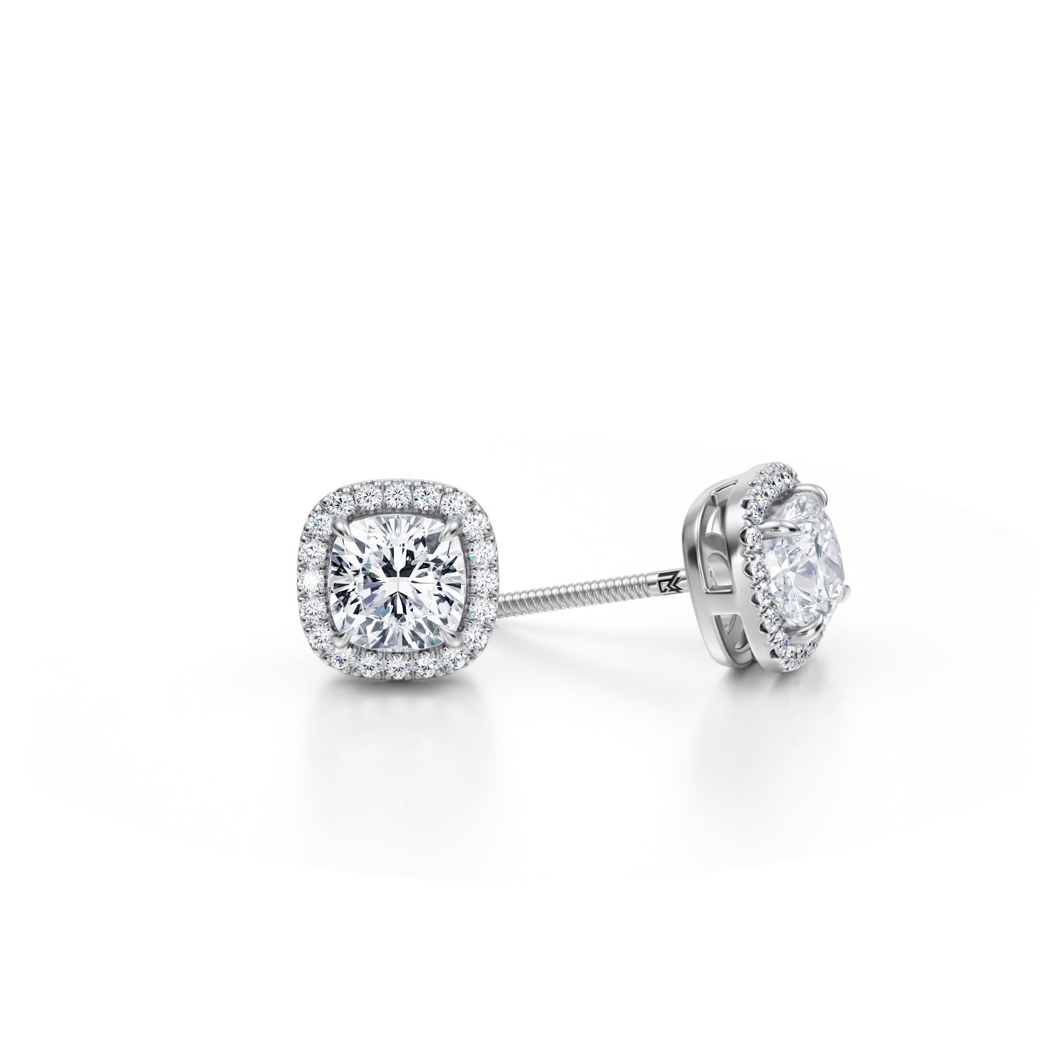 1.25 Carat Cushion Halo Stud Earrings - Michael Gabriels