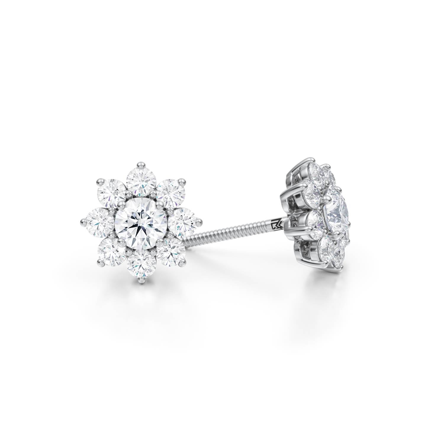 1.25 Carat Round Flower Cluster Stud Earrings - Michael Gabriels