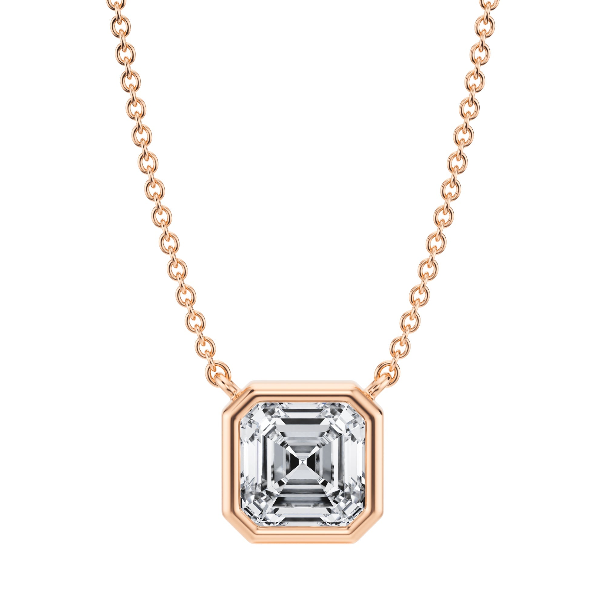 1.5 Carat Asscher Cut Bezel Solitaire Pendant Necklace - Michael Gabriels