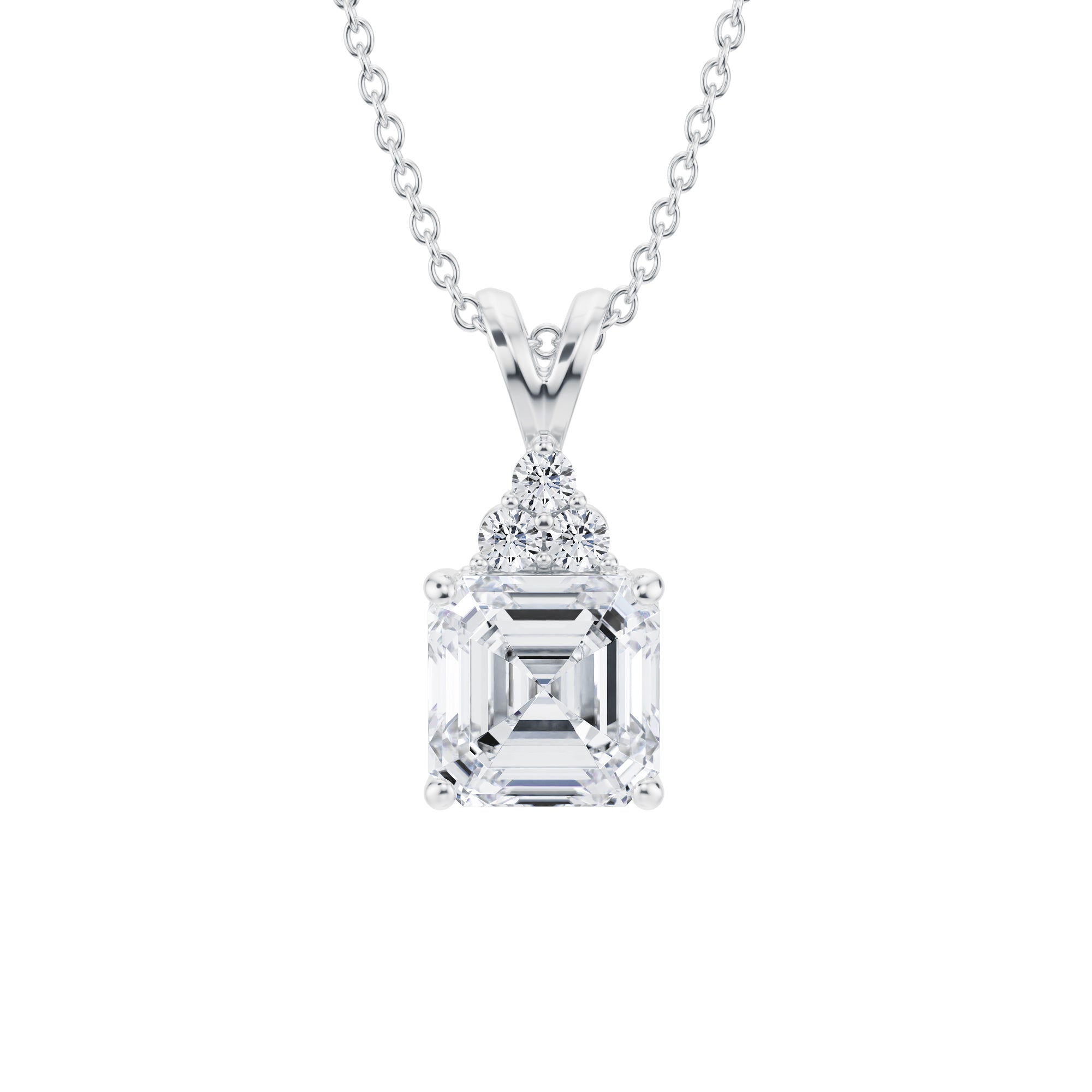 1.5 Carat Asscher Cut Royal Round Cluster Pendant - Michael Gabriels