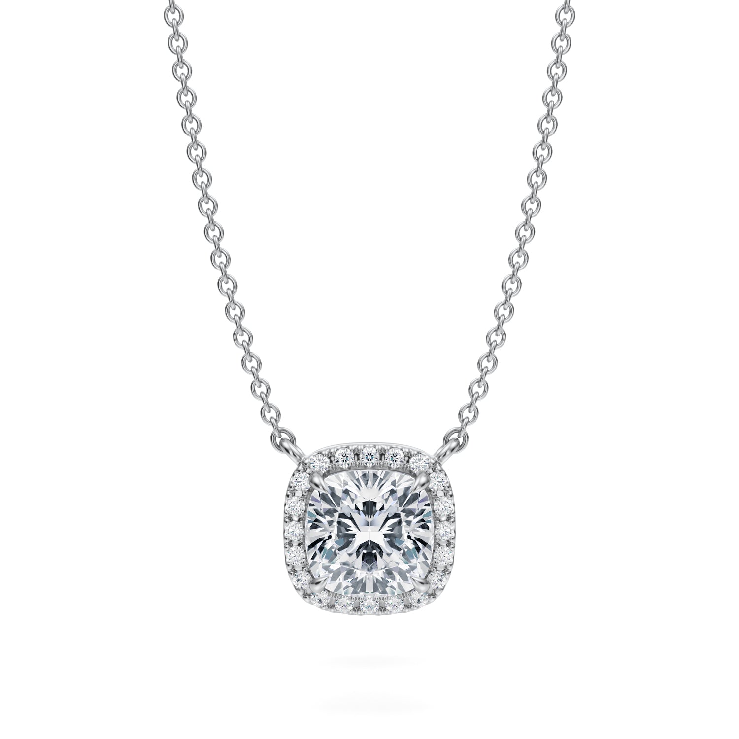 1.5 Carat Cushion Classic Halo Pendant - Michael Gabriels