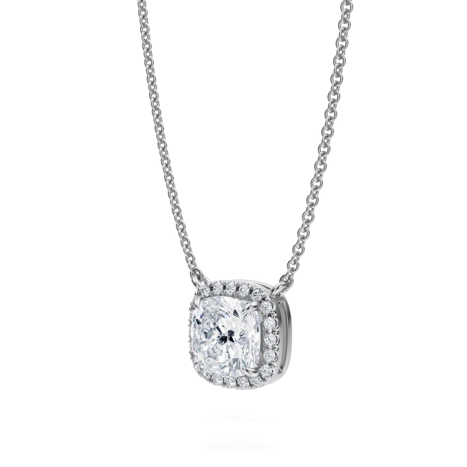 1.5 Carat Cushion Classic Halo Pendant - Michael Gabriels