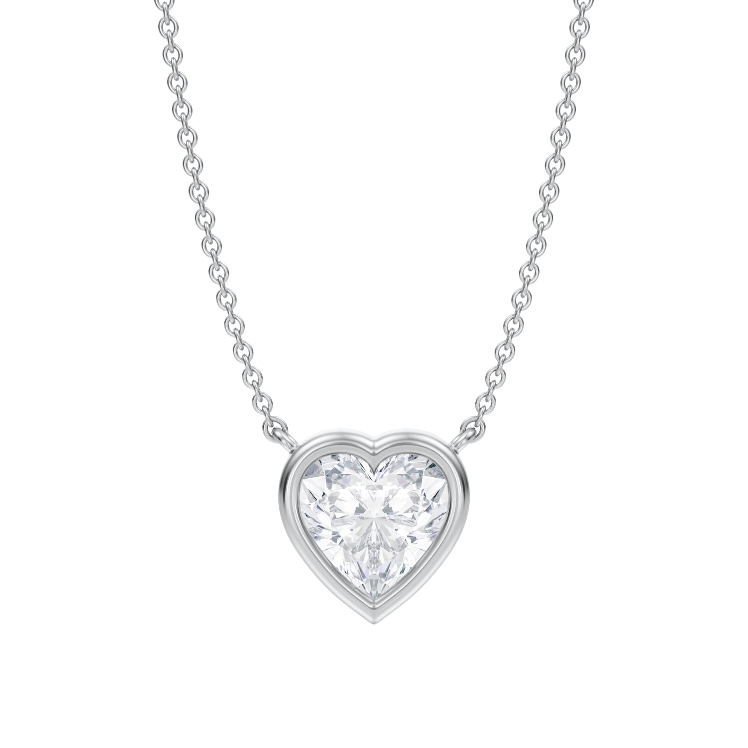 1.5 Carat Heart Shape Bezel Solitaire Pendant Necklace - Michael Gabriels