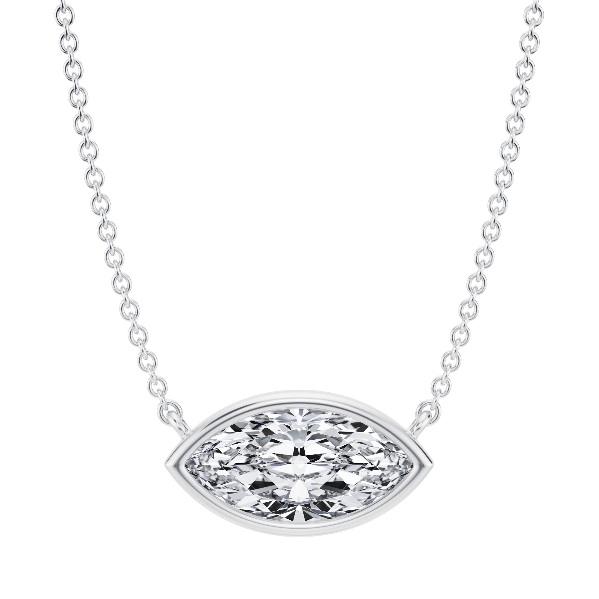 1.5 Carat Marquise Bezel Solitaire Pendant Necklace - Michael Gabriels