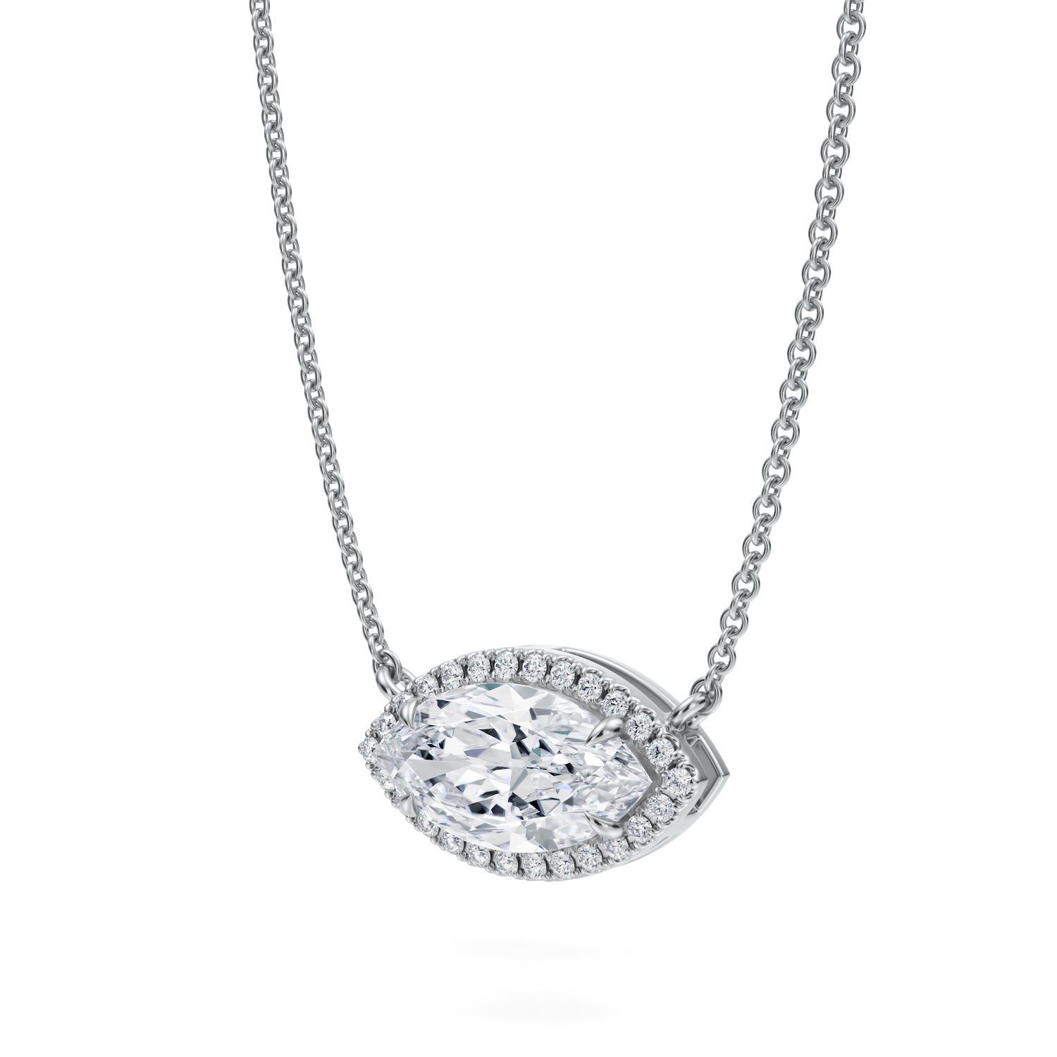 1.5 Carat Marquise Classic Halo Pendant - Michael Gabriels
