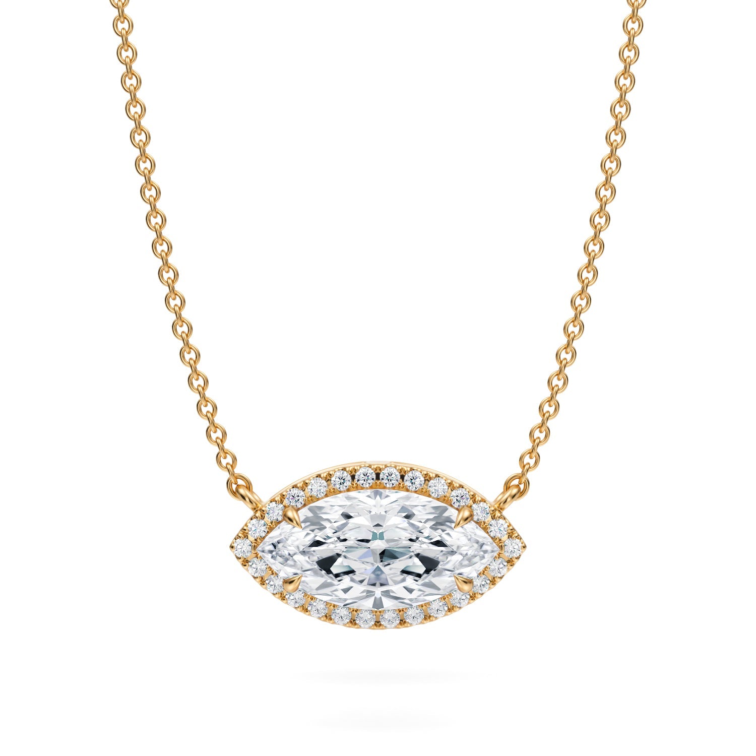 1.5 Carat Marquise Classic Halo Pendant - Michael Gabriels
