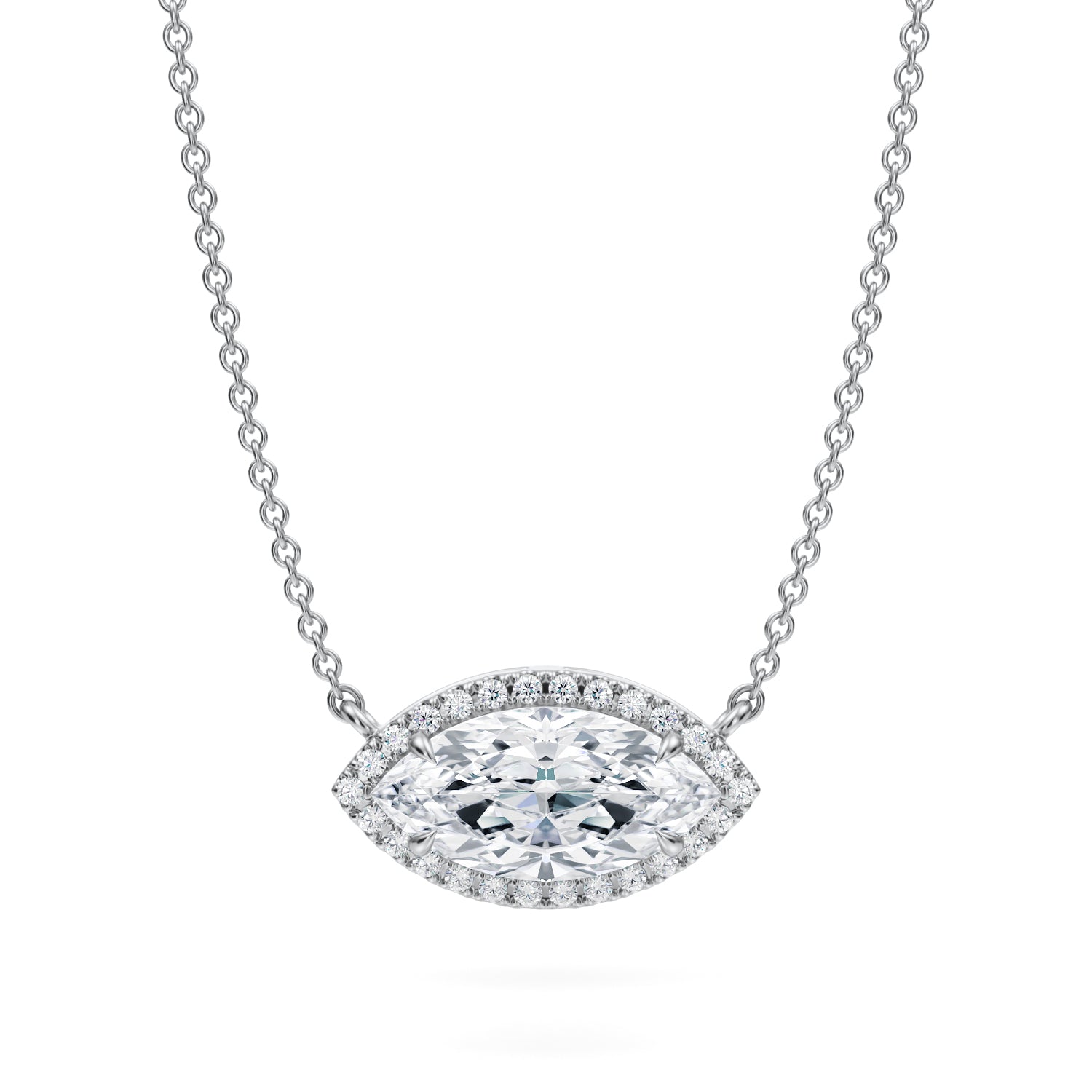 1.5 Carat Marquise Classic Halo Pendant - Michael Gabriels