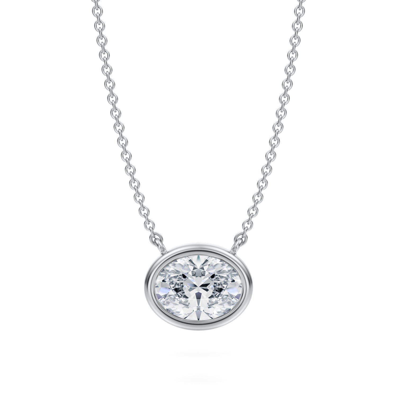 1.5 Carat Oval Bezel Solitaire Pendant Necklace - Michael Gabriels