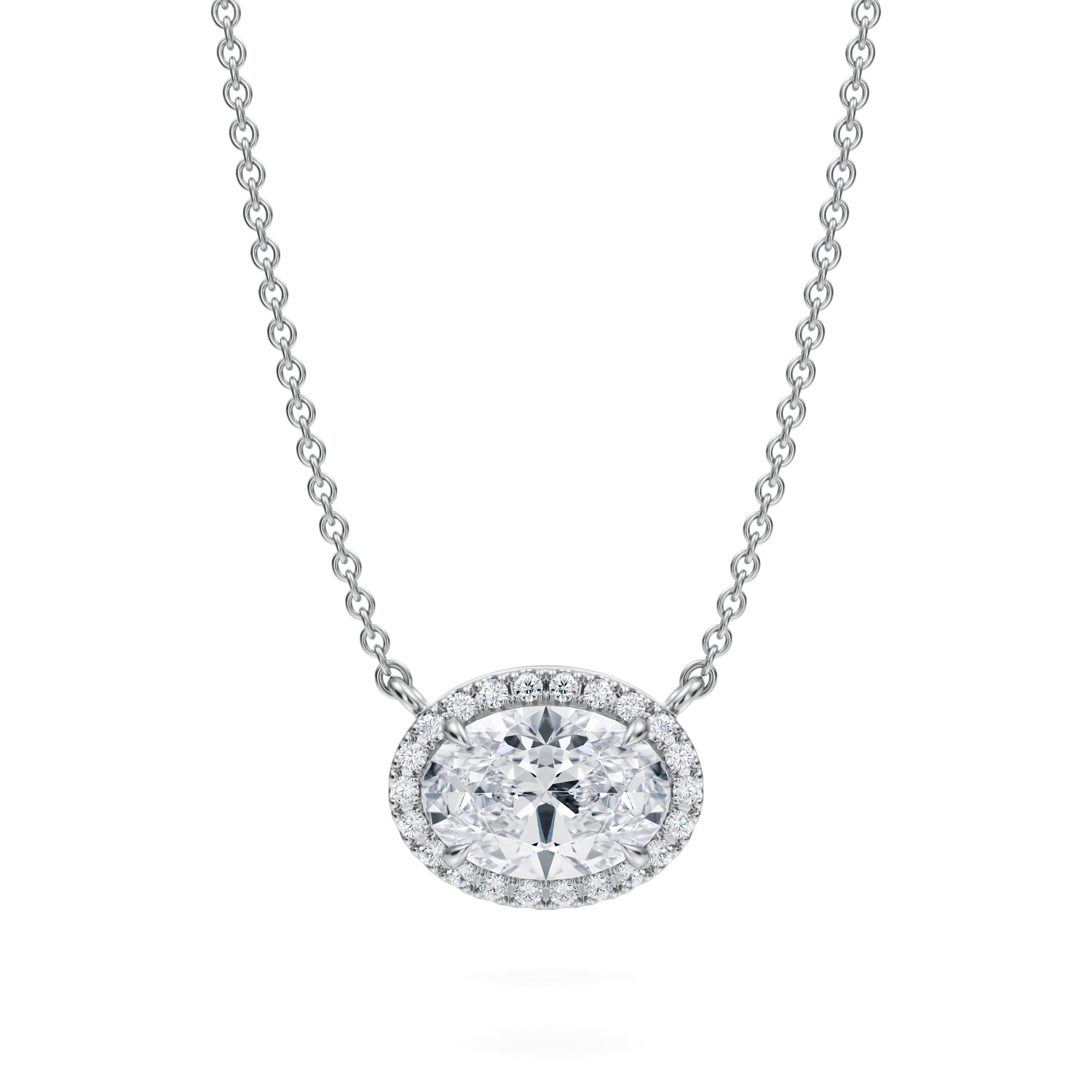 1.5 Carat Oval Classic Halo Pendant - Michael Gabriels