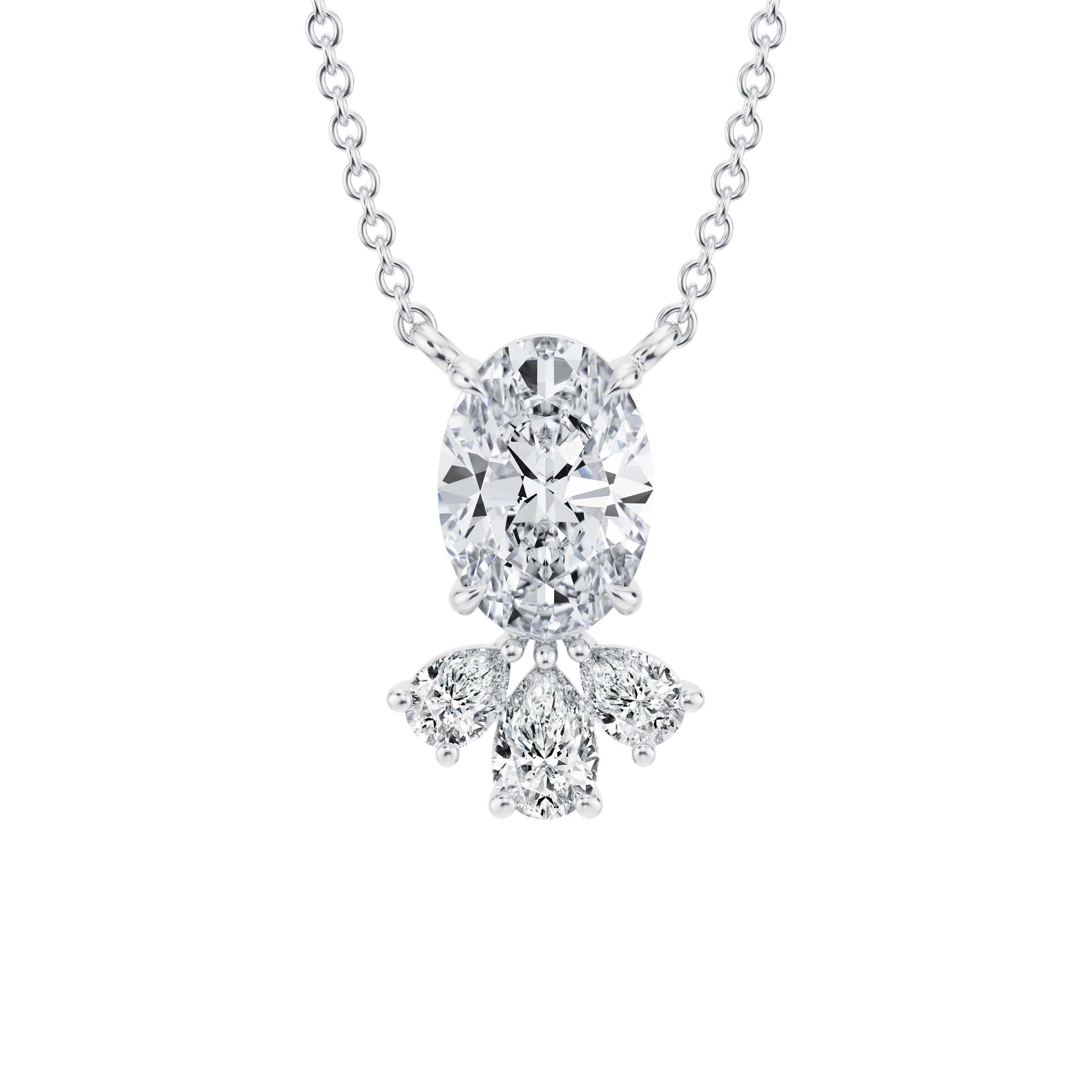 1.5 Carat Oval Royal Marquise Cluster Pendant - Michael Gabriels