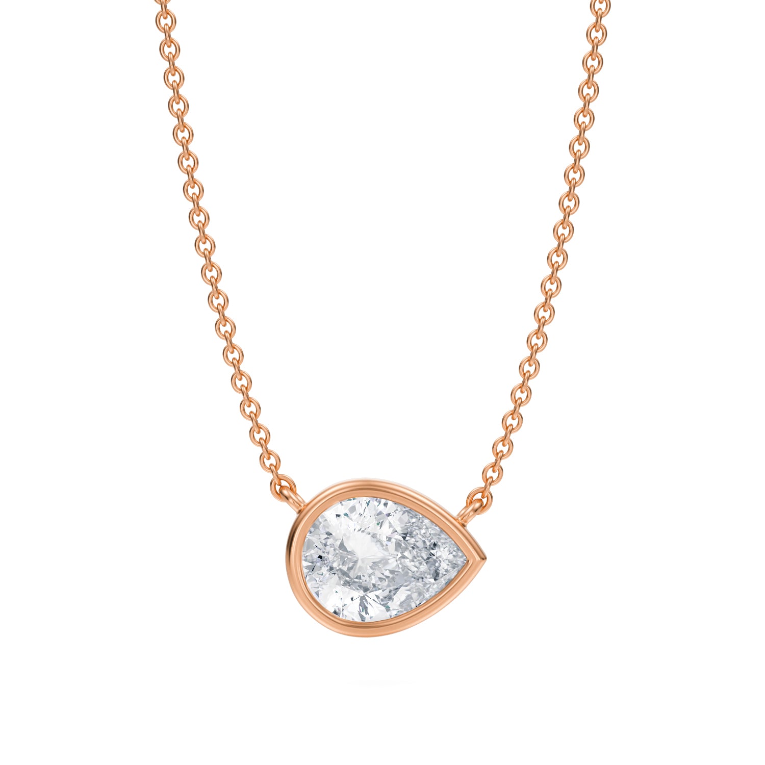1.5 Carat Pear Bezel Solitaire Pendant Necklace - Michael Gabriels