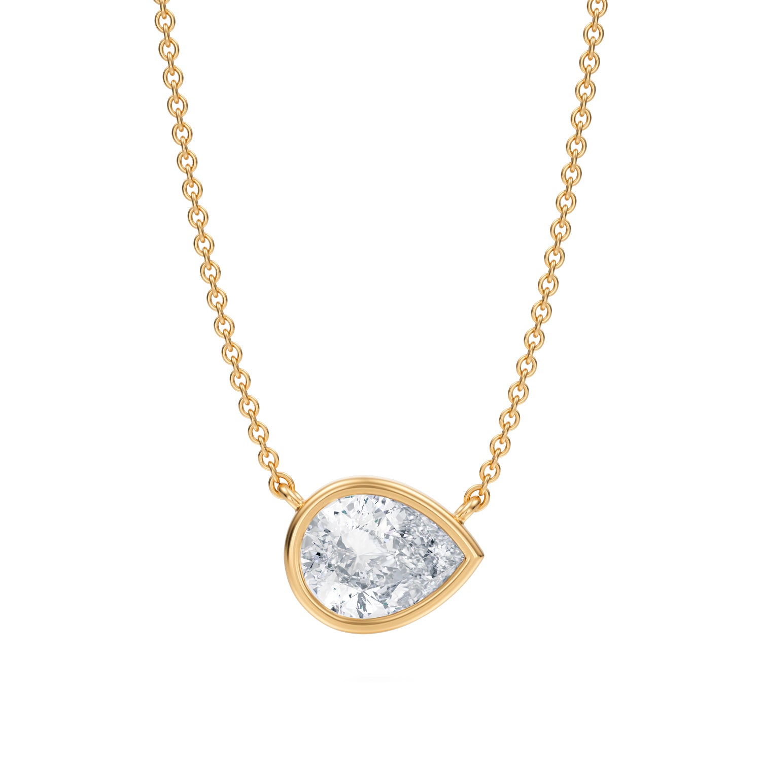 1.5 Carat Pear Bezel Solitaire Pendant Necklace - Michael Gabriels