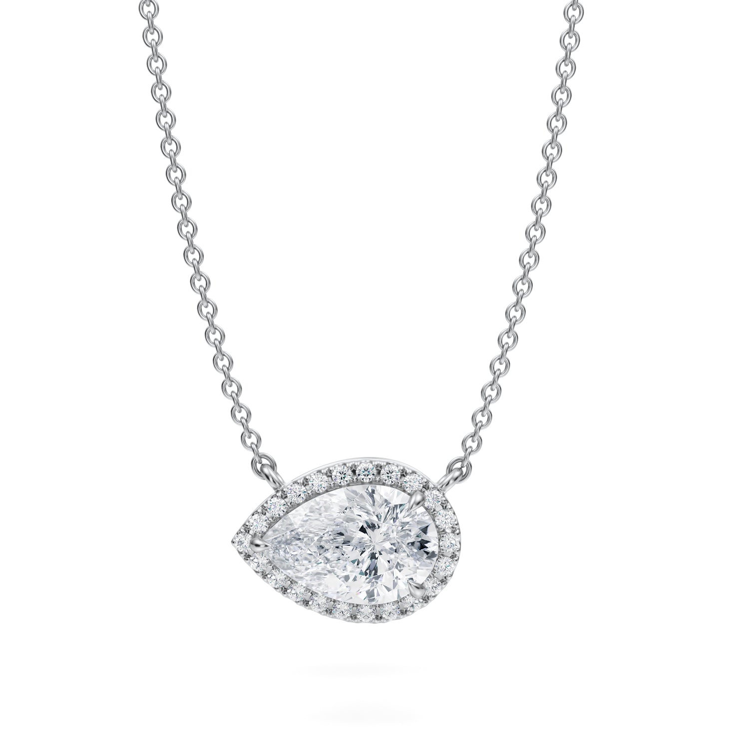 1.5 Carat Pear Classic Halo Pendant - Michael Gabriels