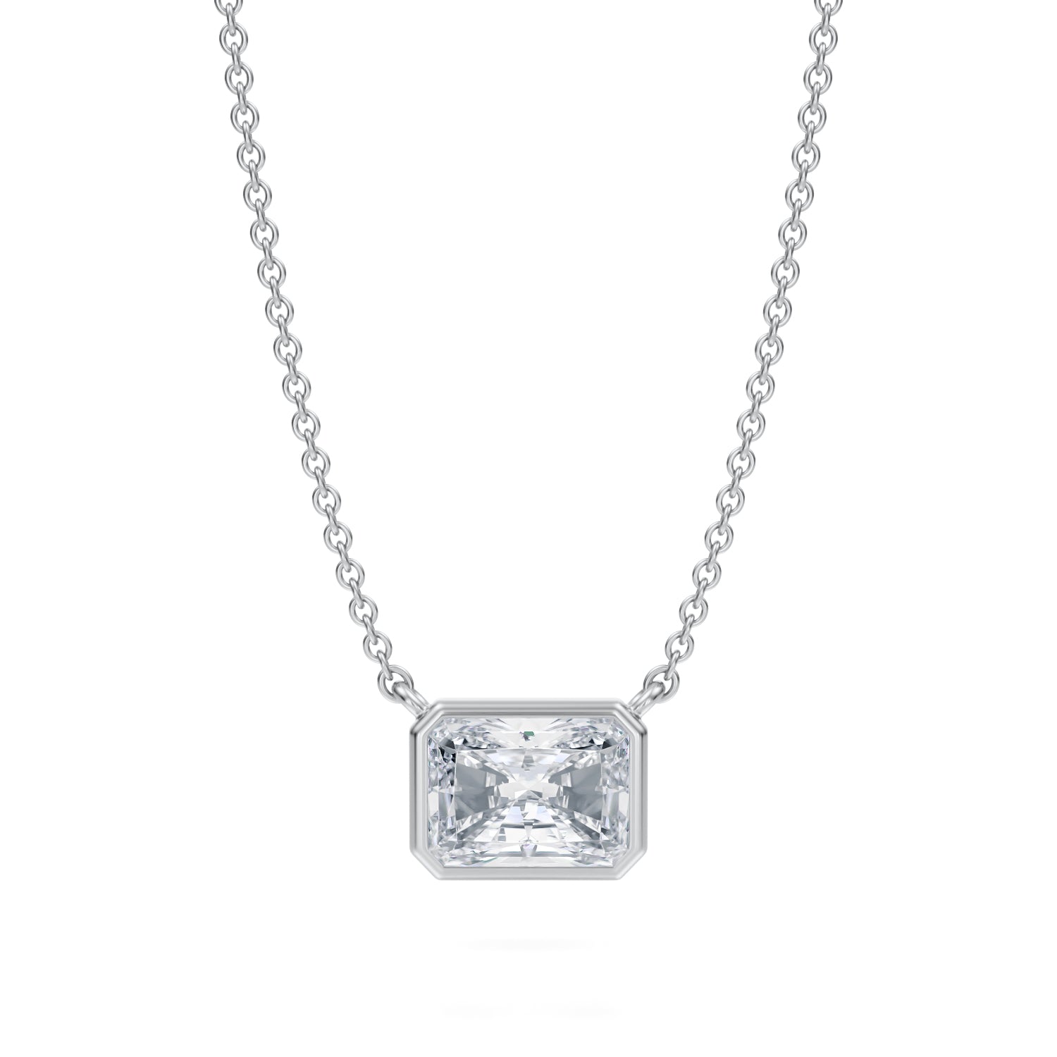1.5 Carat Radiant Bezel Solitaire Pendant Necklace - Michael Gabriels