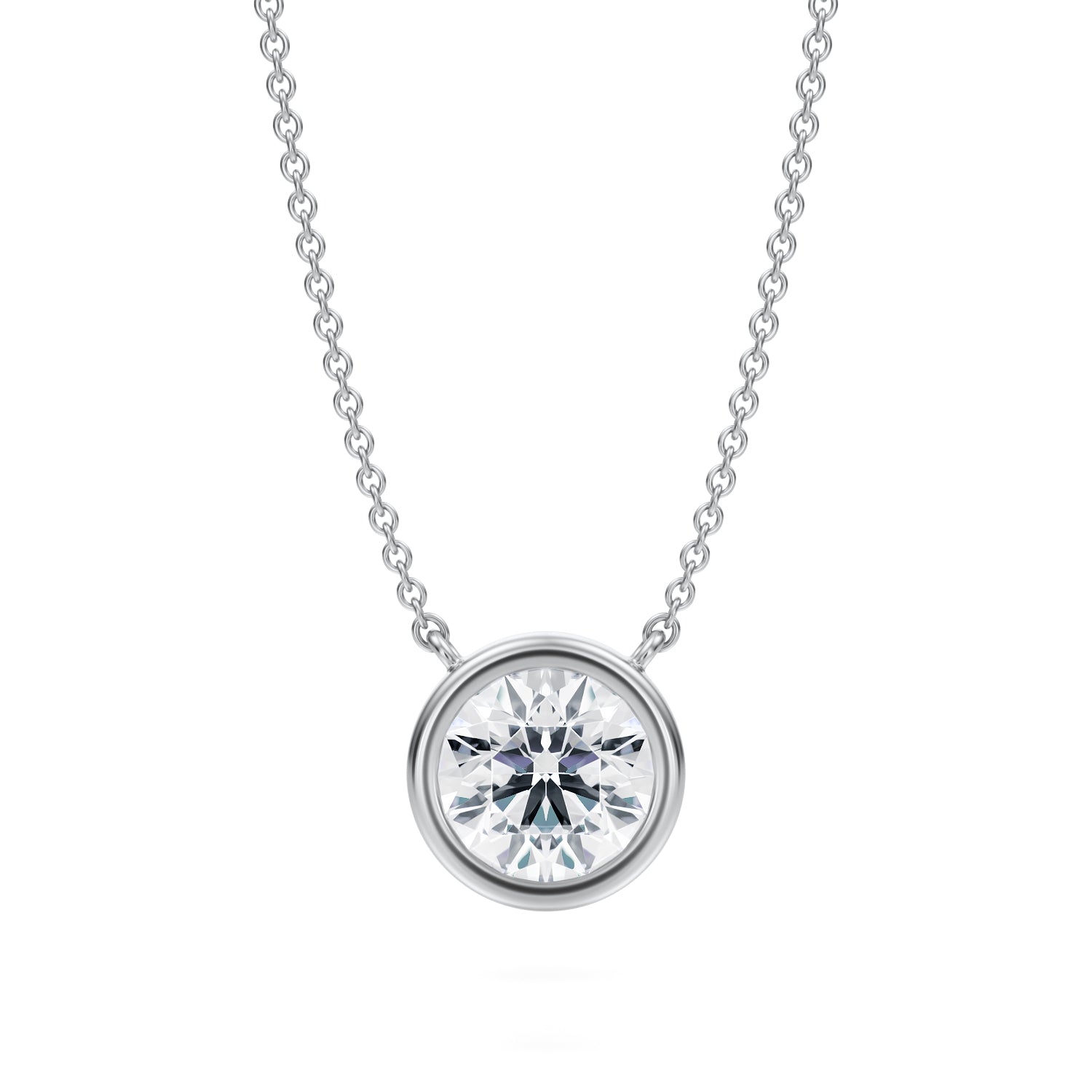 1.5 Carat Round Bezel Solitaire Pendant Necklace - Michael Gabriels