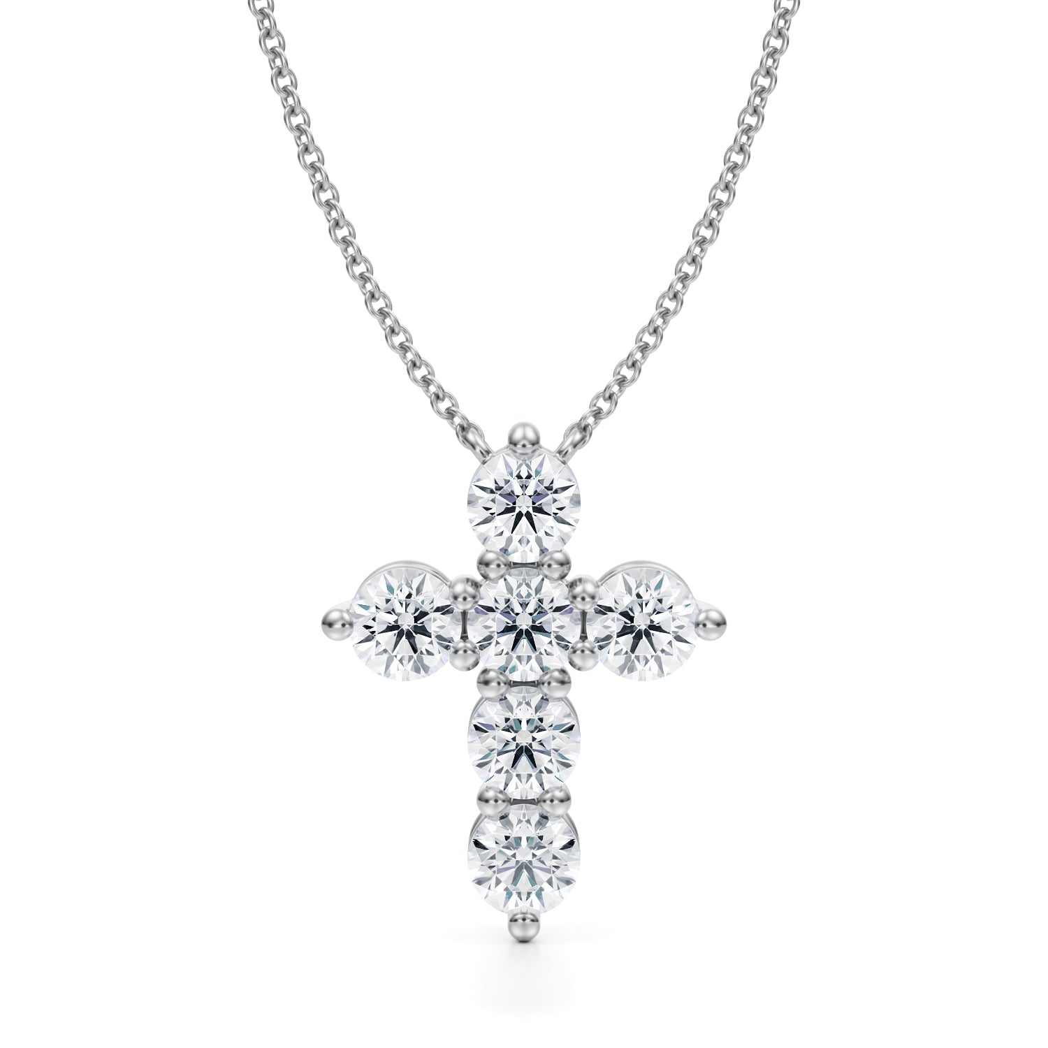 1.5 Carat Round Cross Lab Grown Diamond Pendant Necklace - Michael Gabriels