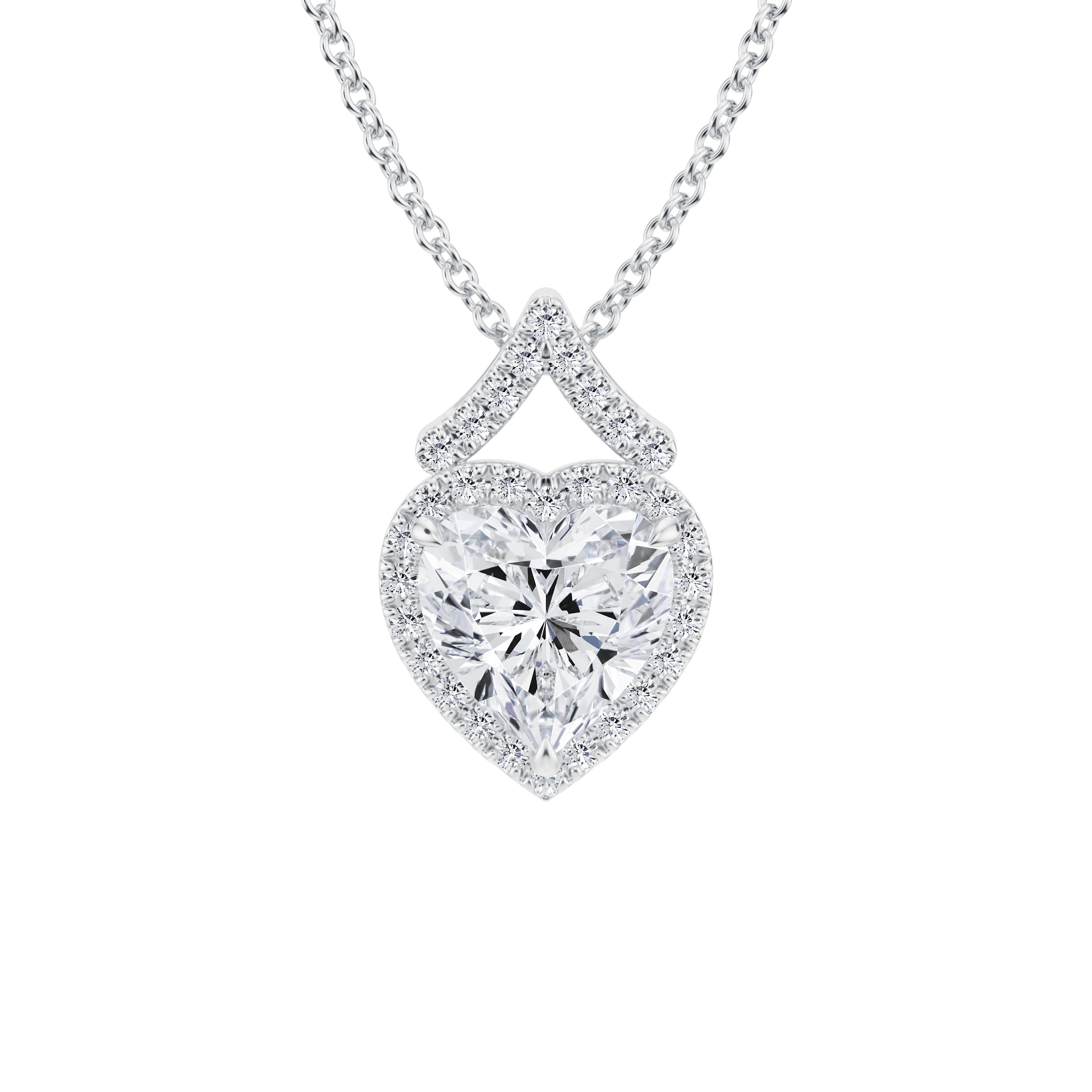 1.5 Cttw. Heart Shape Halo Pendant - Michael Gabriels