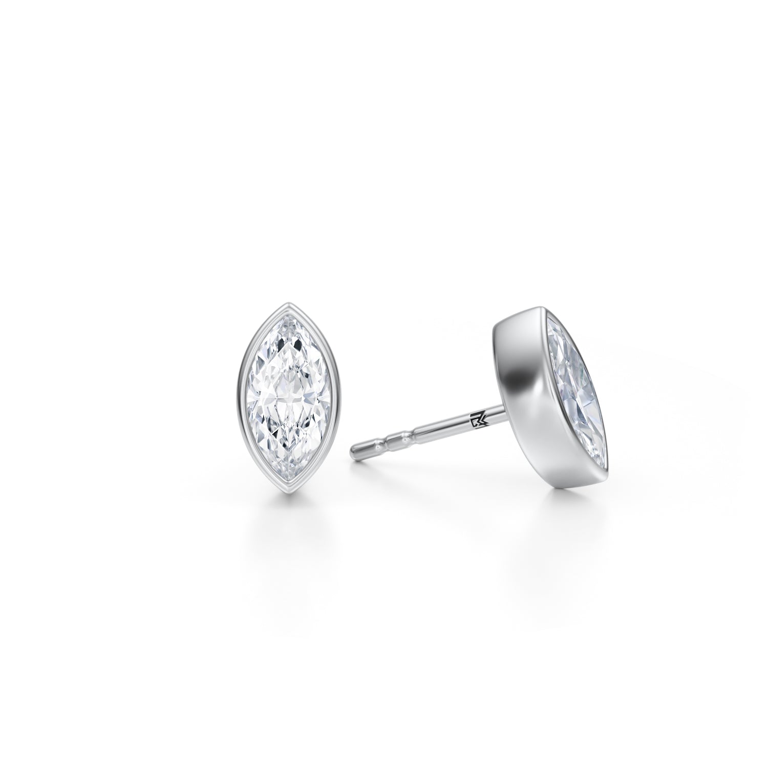 1.50 Carat Marquise Bezel Stud Lab Grown Diamond Earrings - Michael Gabriels