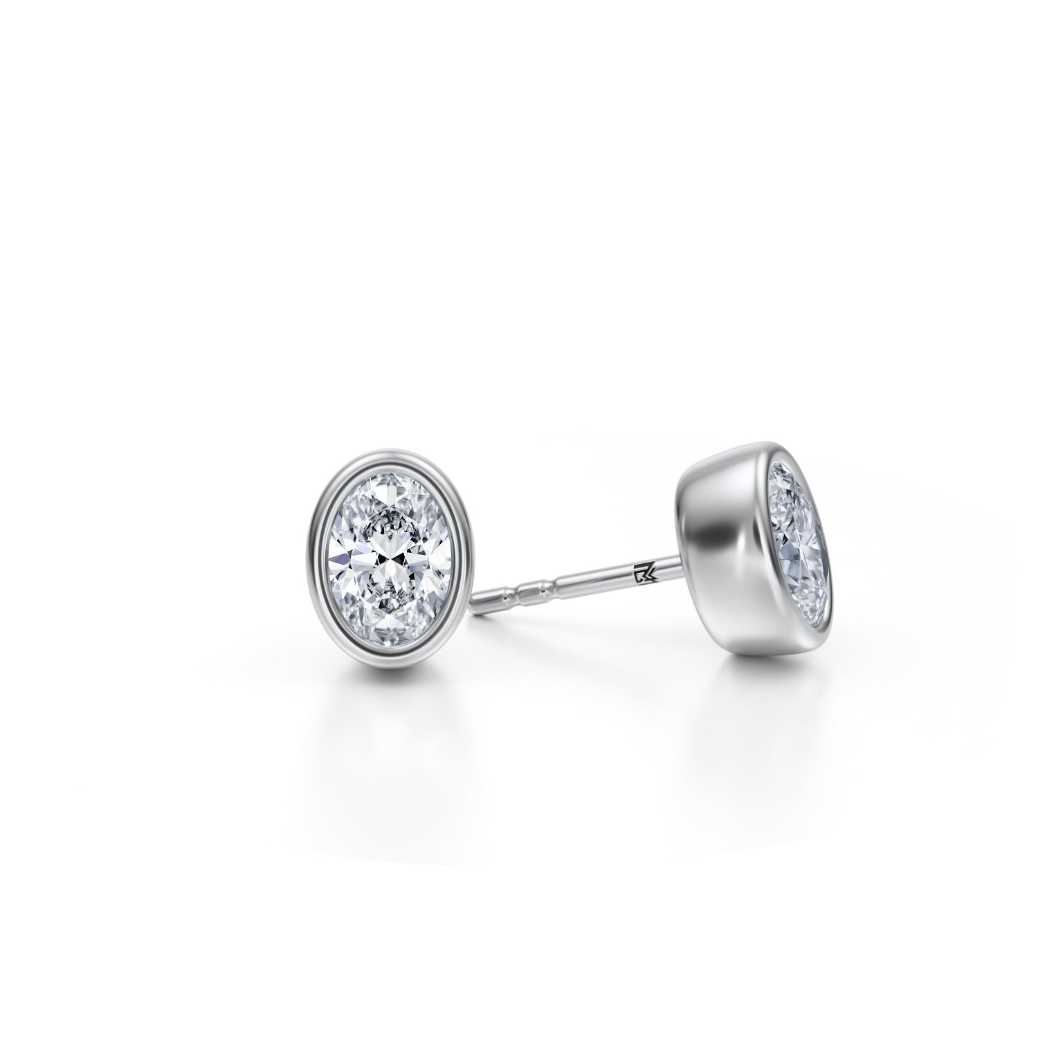 1.50 Carat Oval Bezel Stud Lab Grown Diamond Earrings - Michael Gabriels