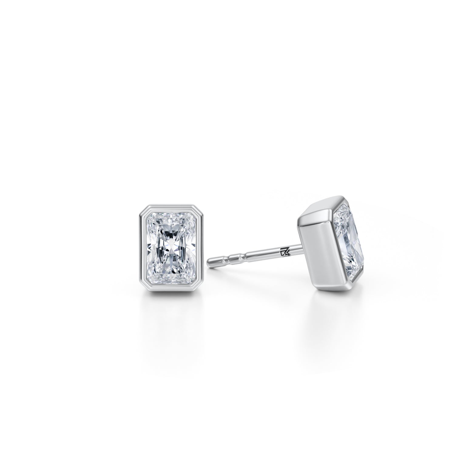 1.50 Carat Radiant Bezel Stud Lab Grown Diamond Earrings - Michael Gabriels