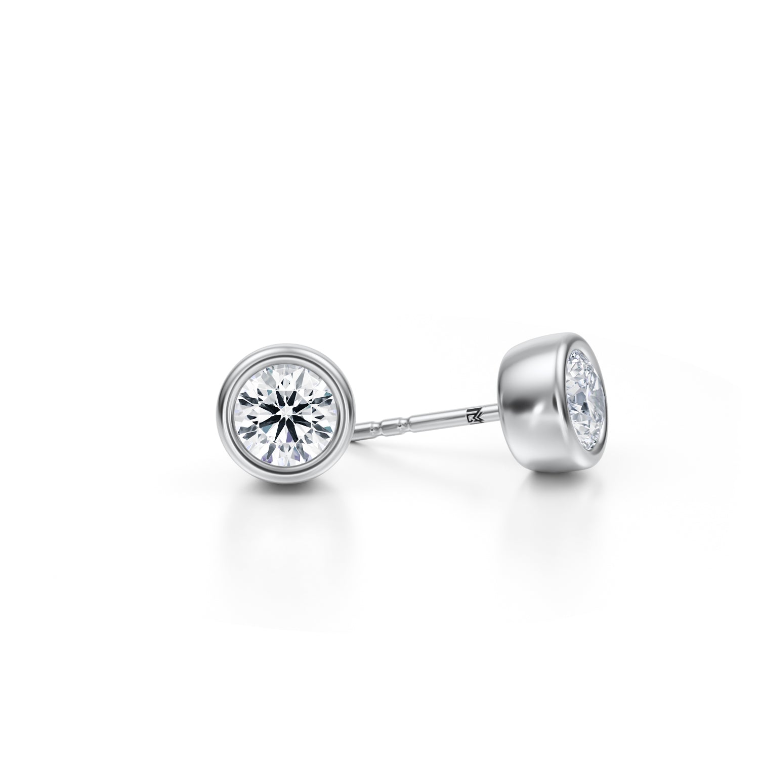 1.50 Carat Round Bezel Stud Lab Grown Diamond Earrings - Michael Gabriels