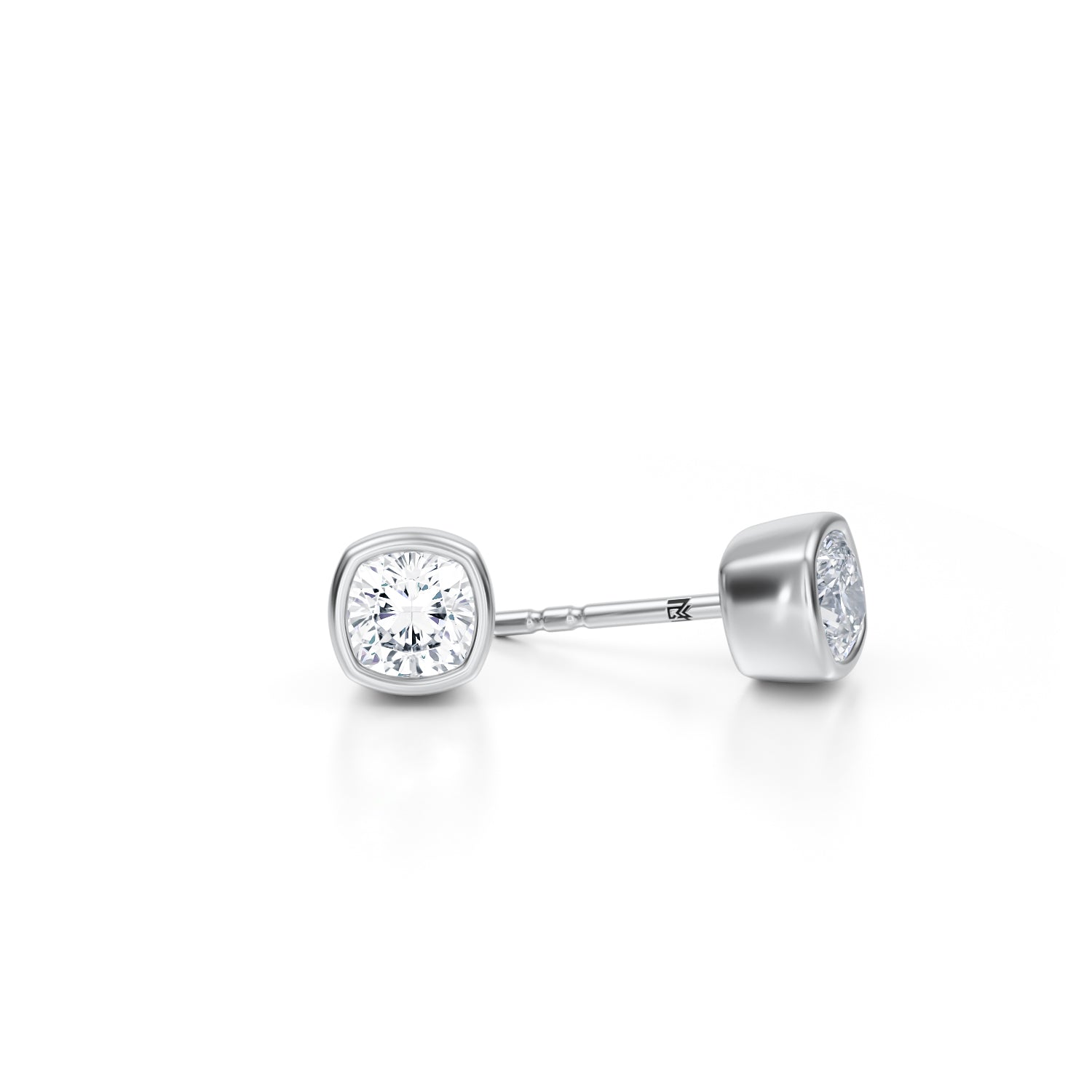 1 Carat Cushion Bezel Stud Lab Grown Diamond Earrings - Michael Gabriels