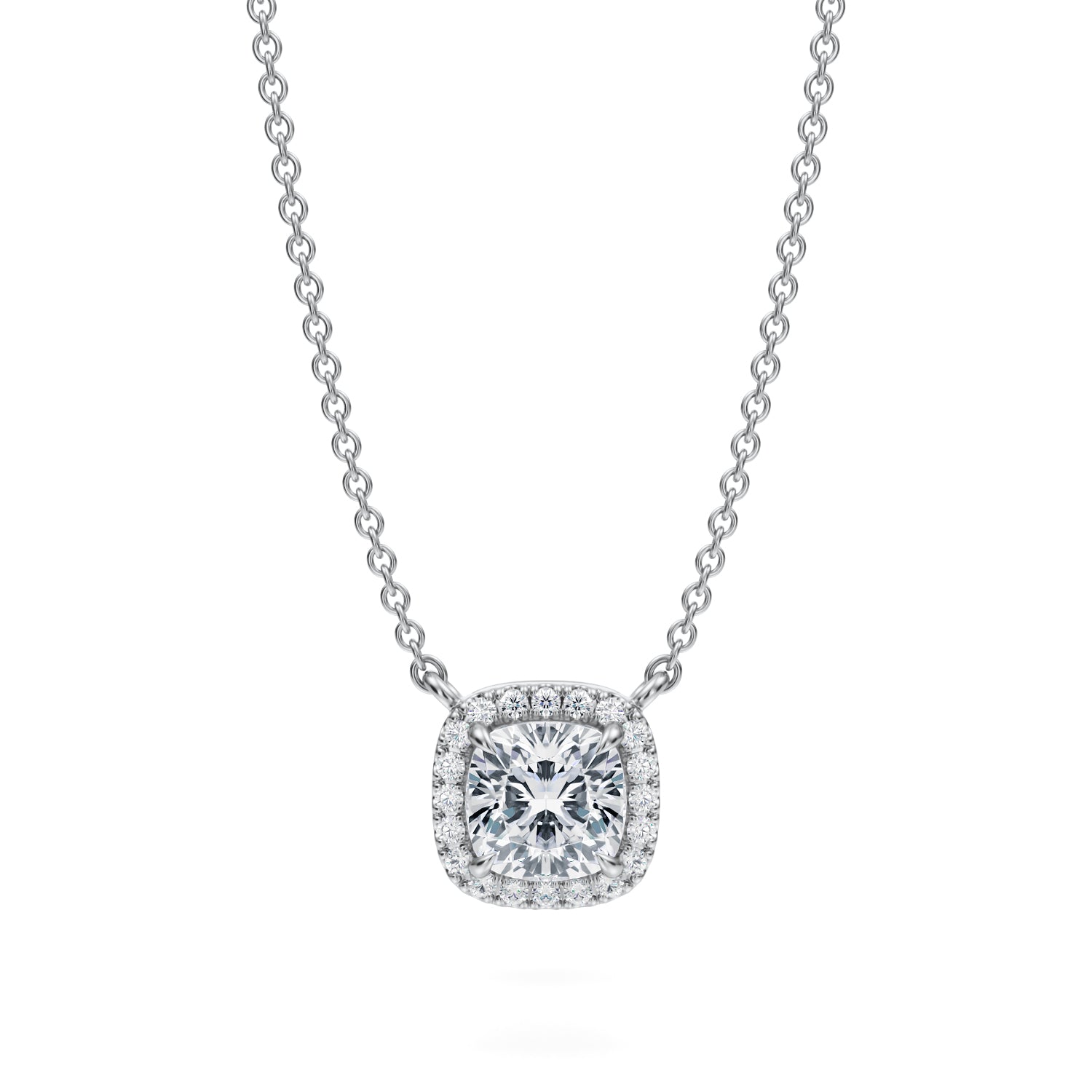 1 Carat Cushion Classic Halo Pendant - Michael Gabriels