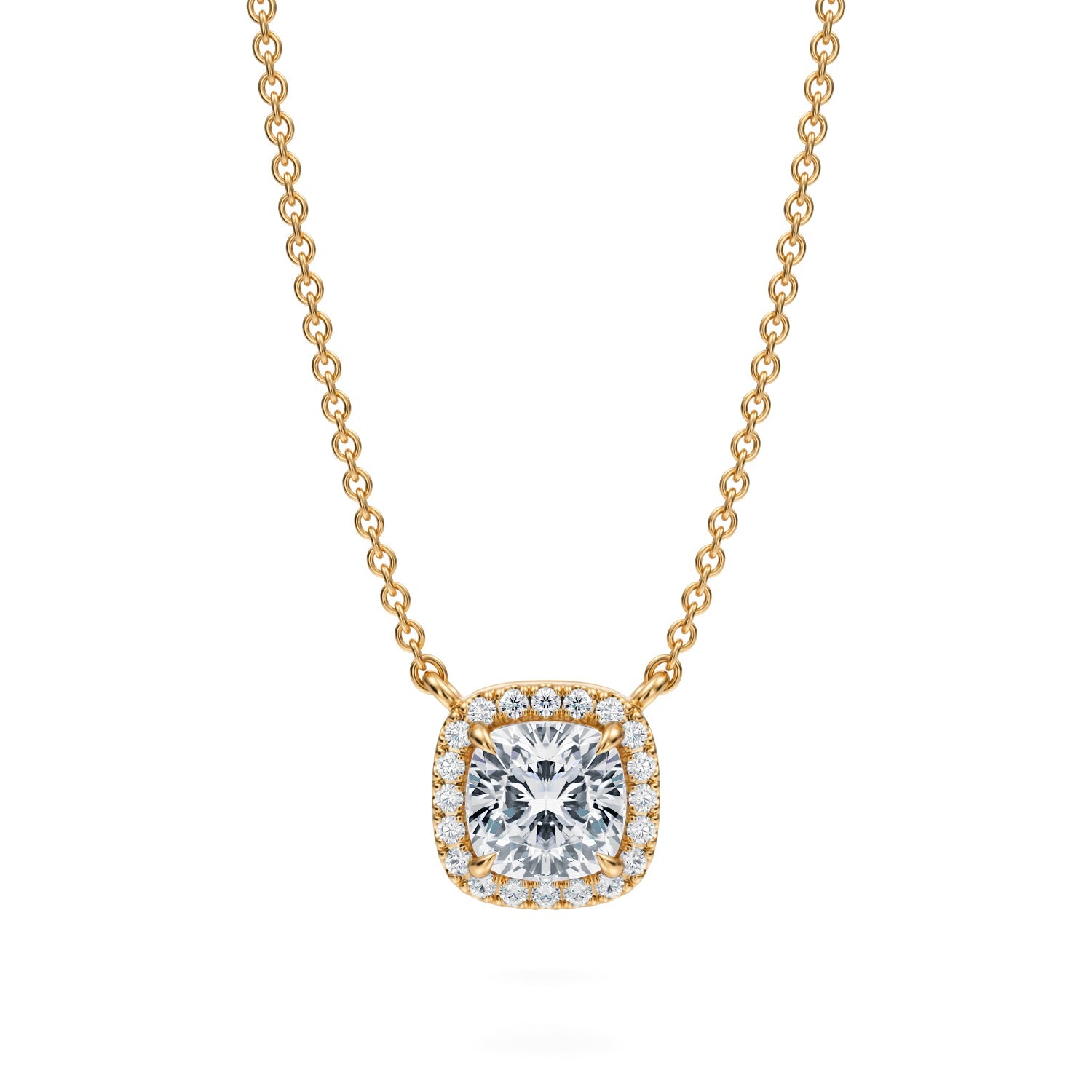 1 Carat Cushion Classic Halo Pendant - Michael Gabriels