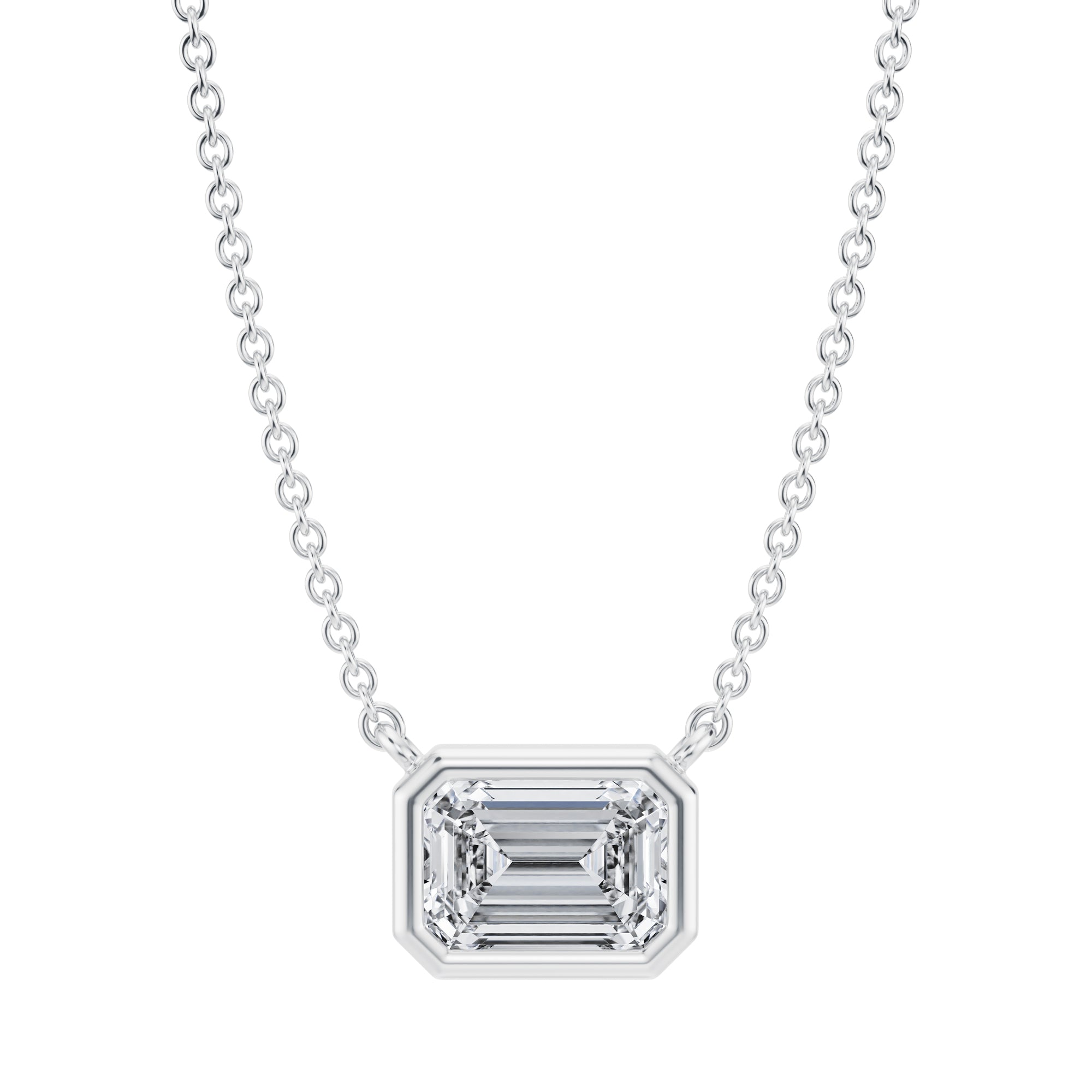 1 Carat Emerald Bezel Solitaire Pendant Necklace - Michael Gabriels