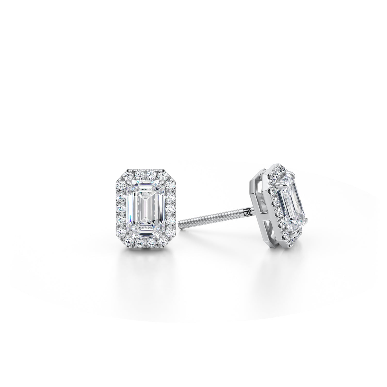 1 Carat Emerald Halo Stud Earrings - Michael Gabriels