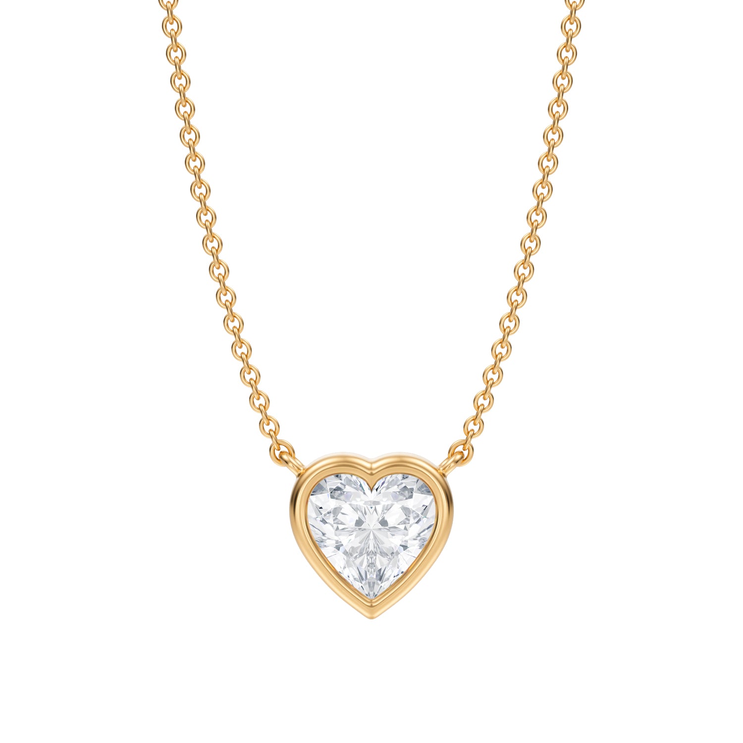 1 Carat Heart Shape Bezel Solitaire Pendant Necklace - Michael Gabriels