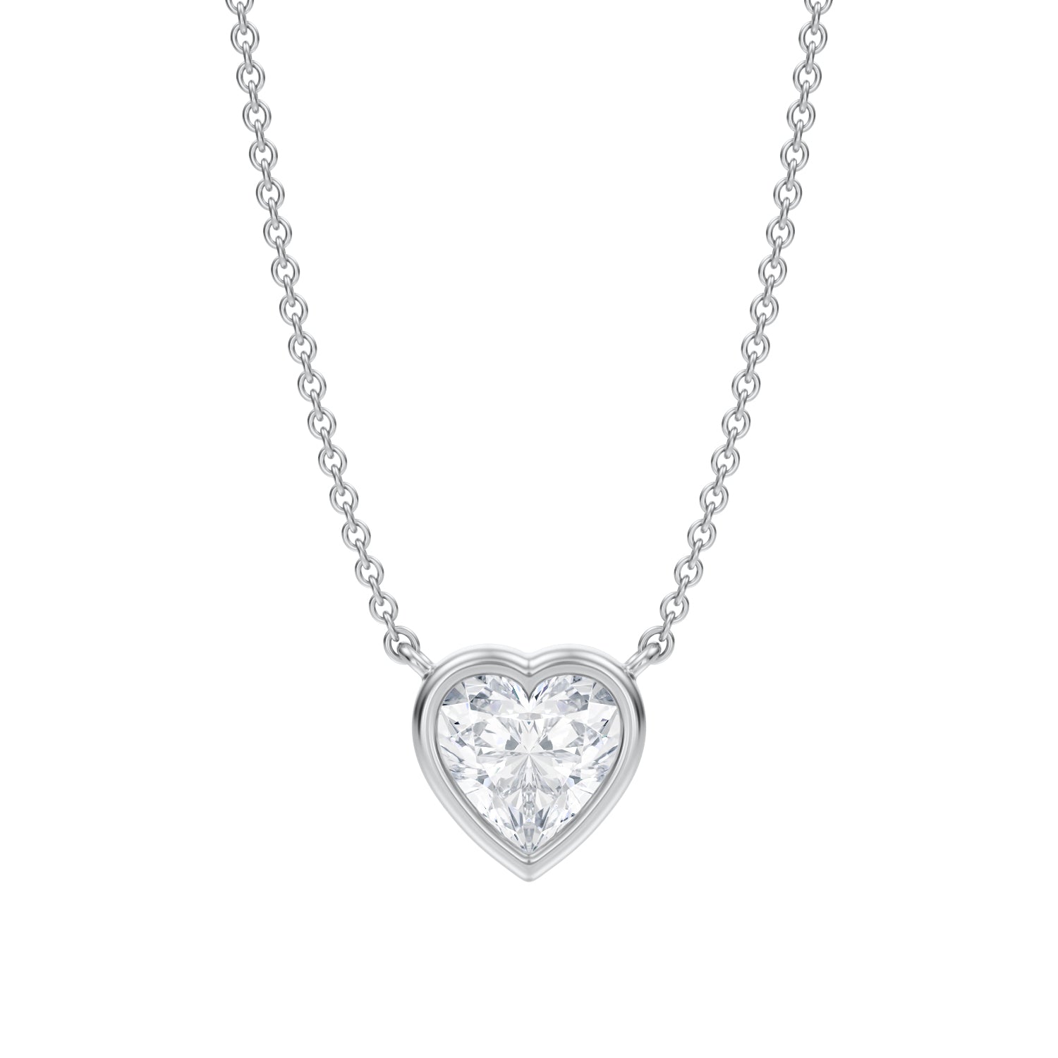 1 Carat Heart Shape Bezel Solitaire Pendant Necklace - Michael Gabriels