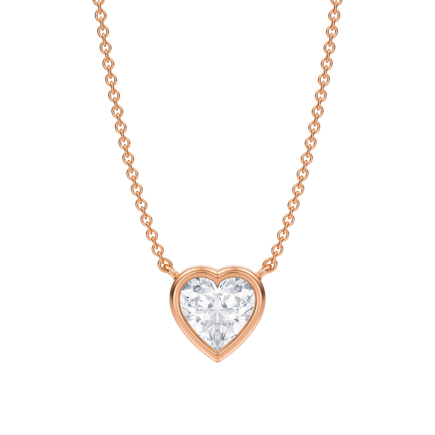 1 Carat Heart Shape Bezel Solitaire Pendant Necklace - Michael Gabriels