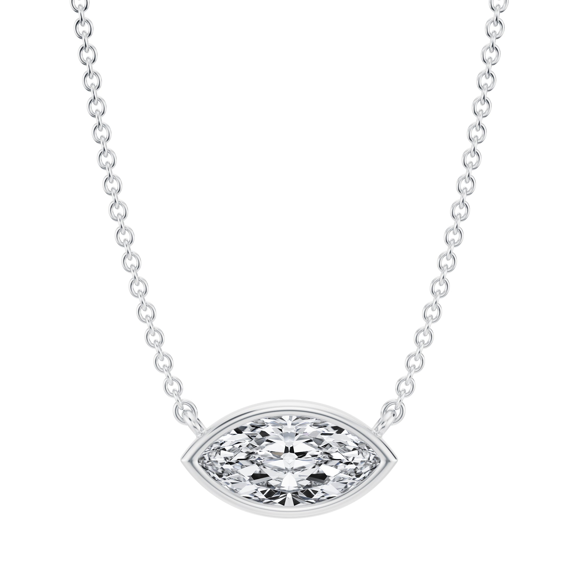 1 Carat Marquise Bezel Solitaire Pendant Necklace - Michael Gabriels
