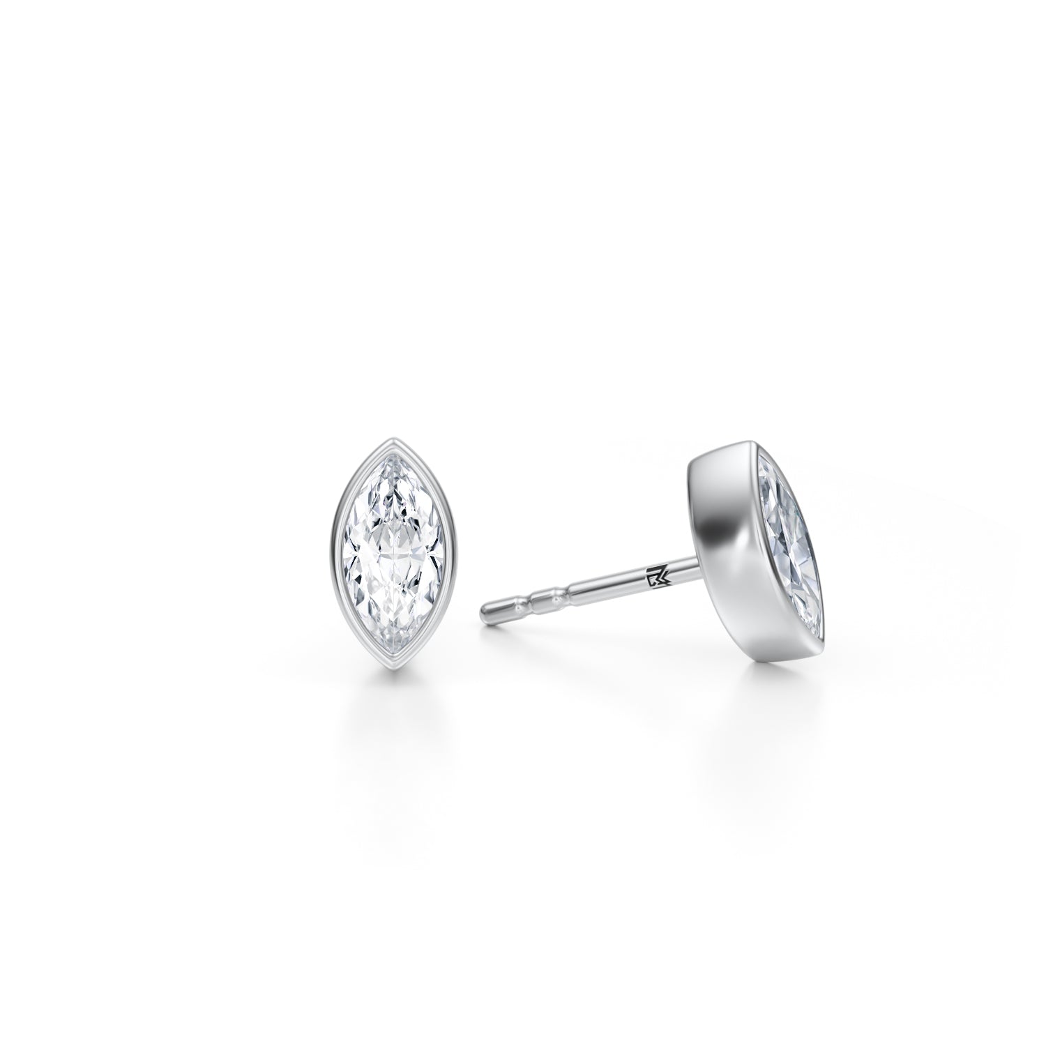 1 Carat Marquise Bezel Stud Lab Grown Diamond Earrings - Michael Gabriels