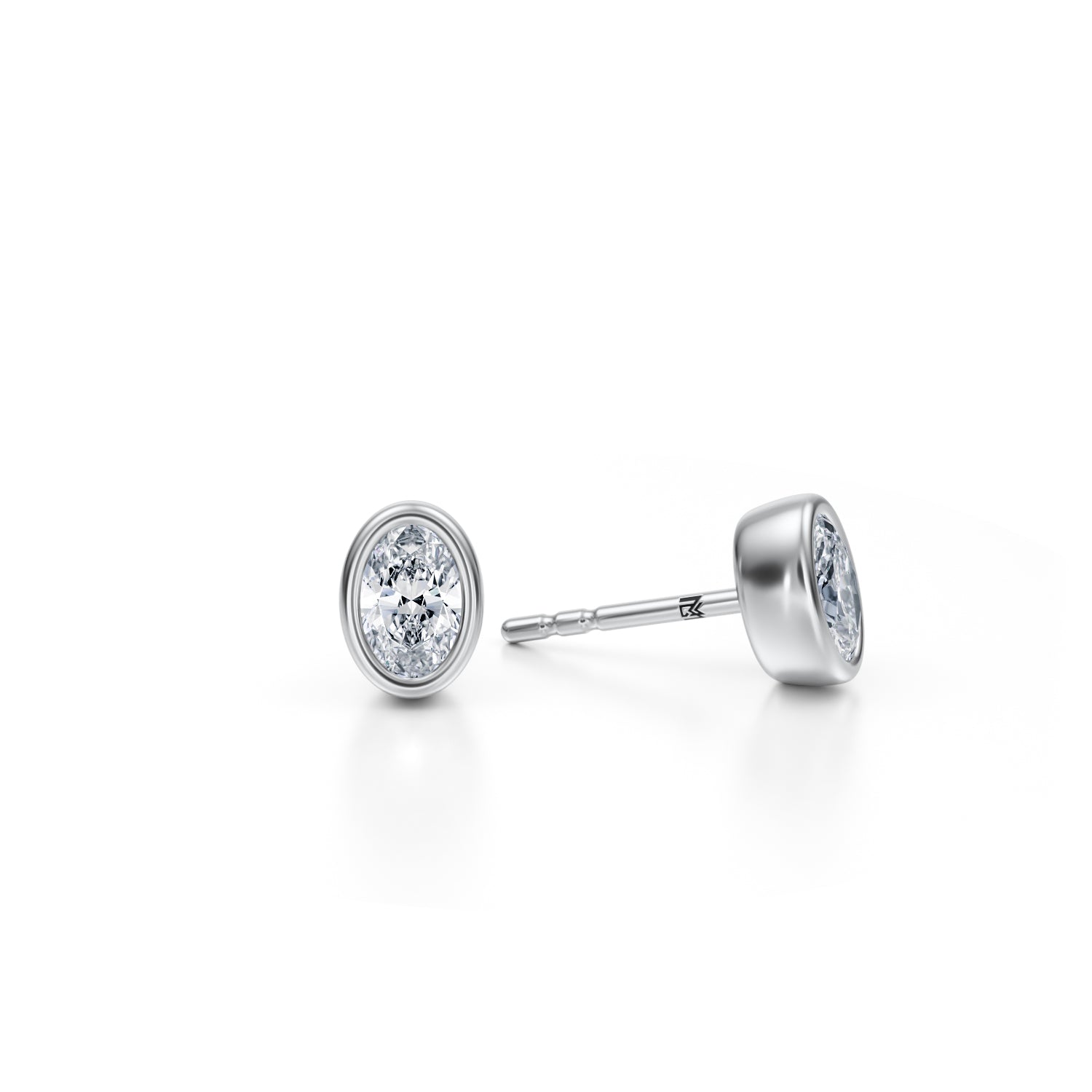 1 Carat Oval Bezel Stud Lab Grown Diamond Earrings - Michael Gabriels