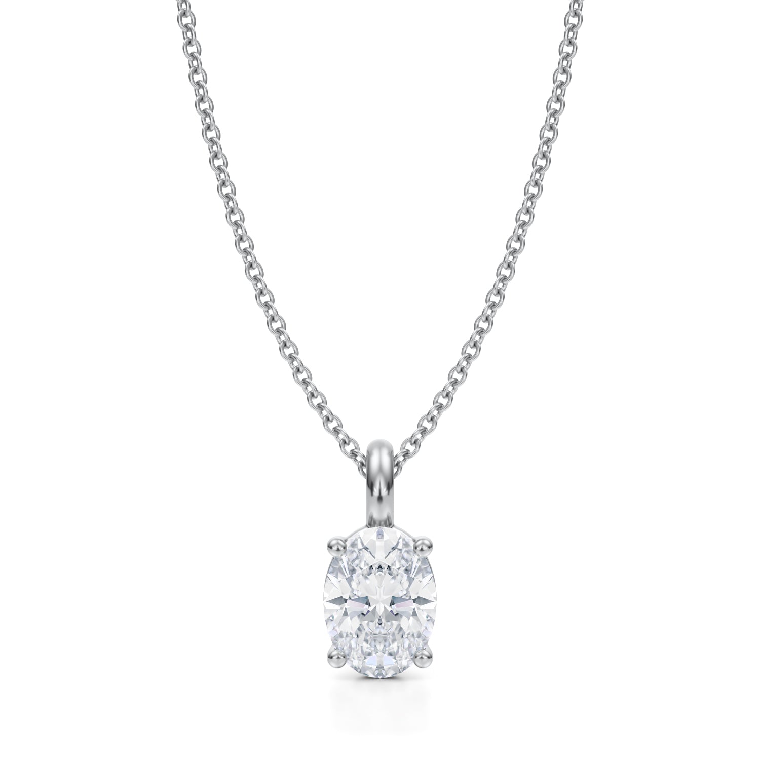 1 Carat Oval Lab Grown Diamond Solitaire Pendant - Michael Gabriels