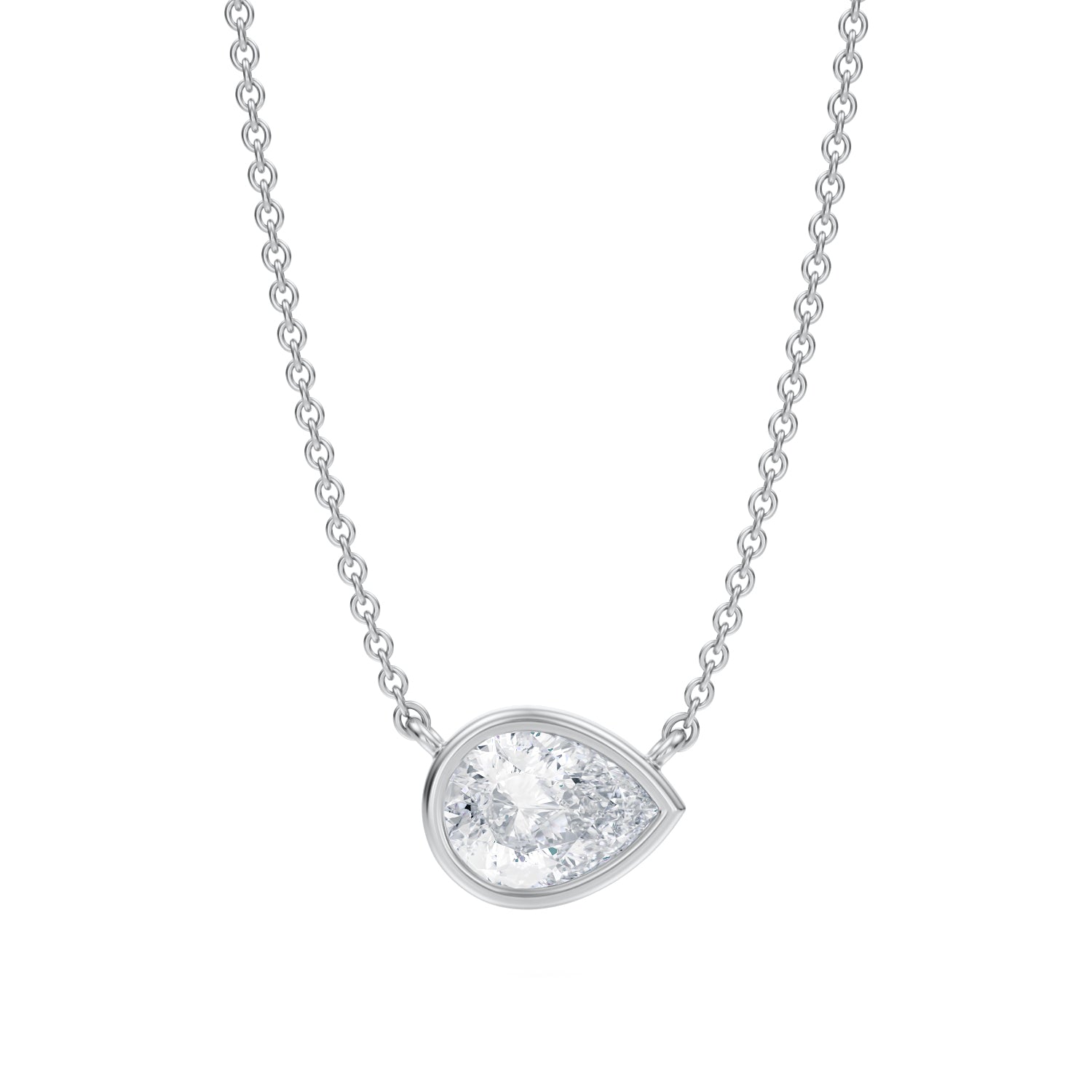 1 Carat Pear Bezel Solitaire Pendant Necklace - Michael Gabriels
