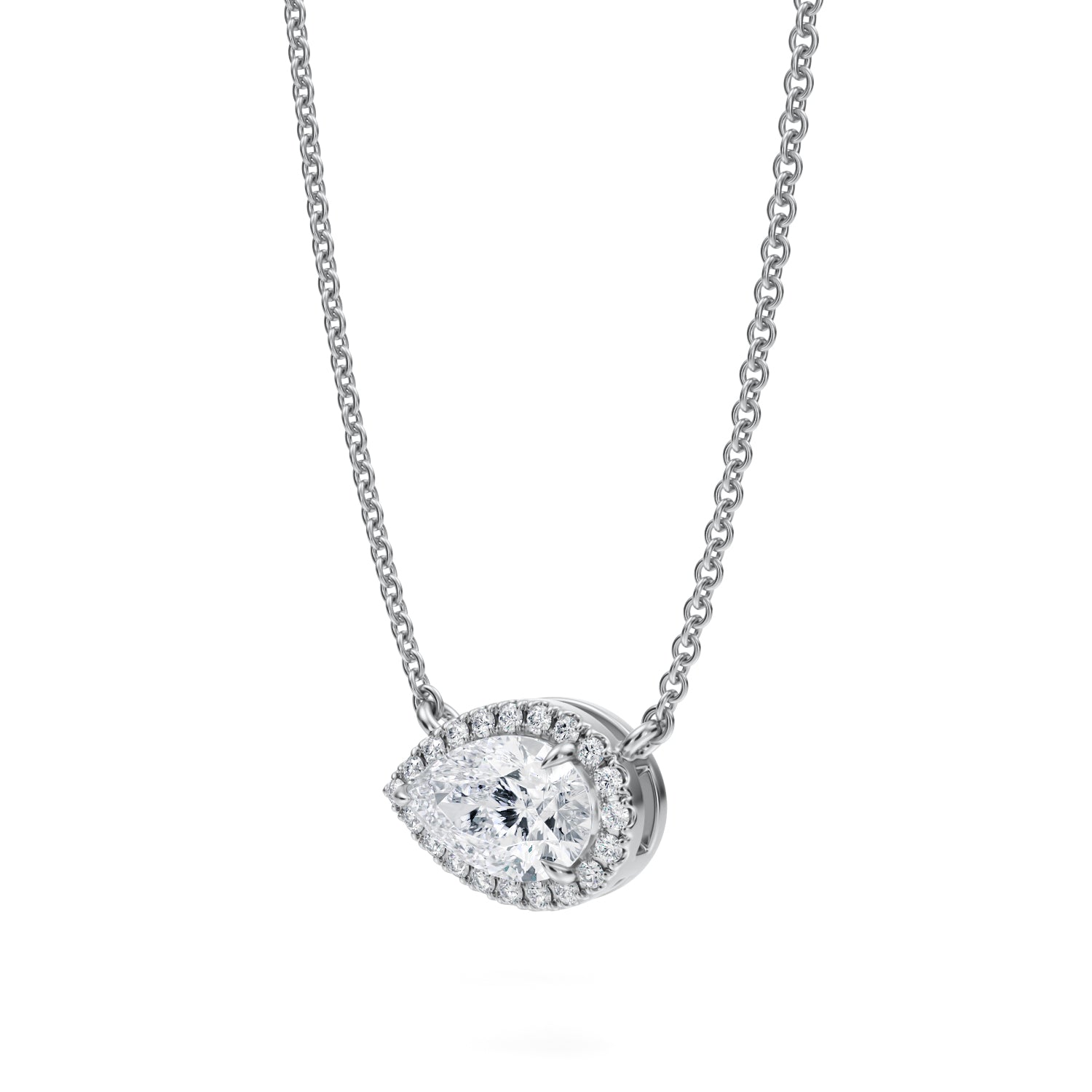 1 Carat Pear Classic Halo Pendant - Michael Gabriels